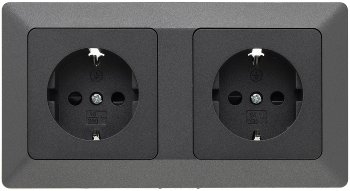 MILOS Set 2 Steckdosen + 2-fach Rahmen, 250V~/ 16A, Steckanschluss, Anthrazit MILOS Set 2 Steckdosen + 2-fach Rahmen, 250V~/ 16A, Steckanschluss, Anthrazit