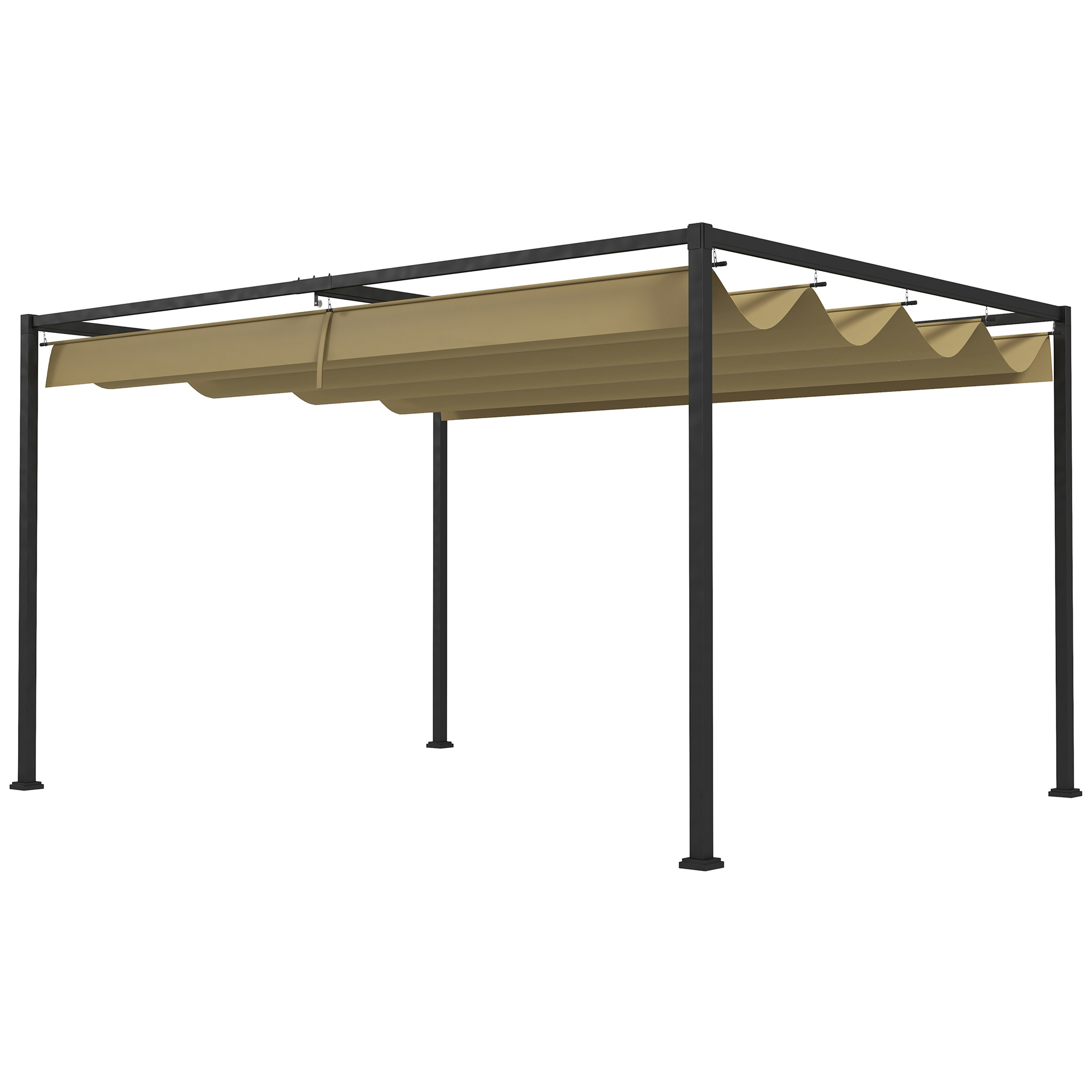 Pergola, Robuster Sonnenschutz für Garten, Balkon, Terrasse, aus Metall und Kunststoff, UV- und wasserabweisend, Khaki