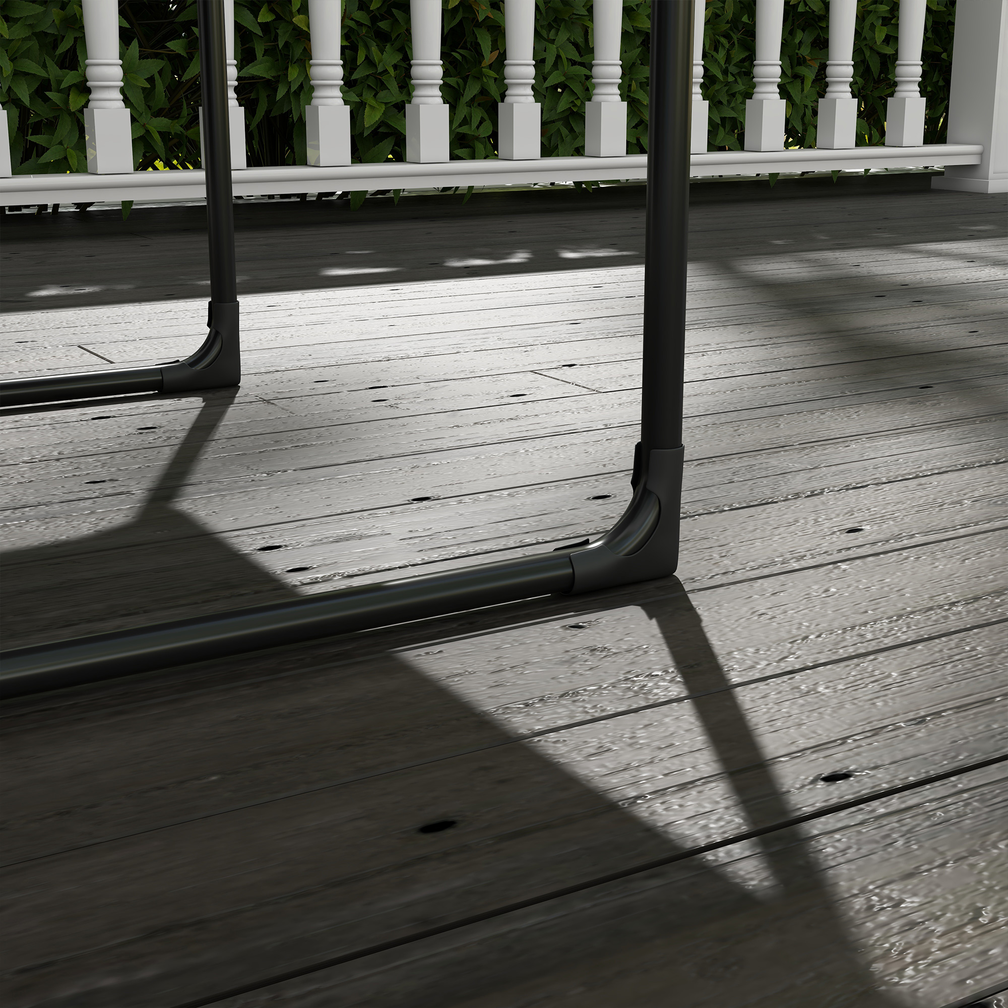 Outdoor Lounge, dicke Polsterung, rostfreier Stahlrahmen, 62B x 110T x 88H cm, Grau/Schwarz