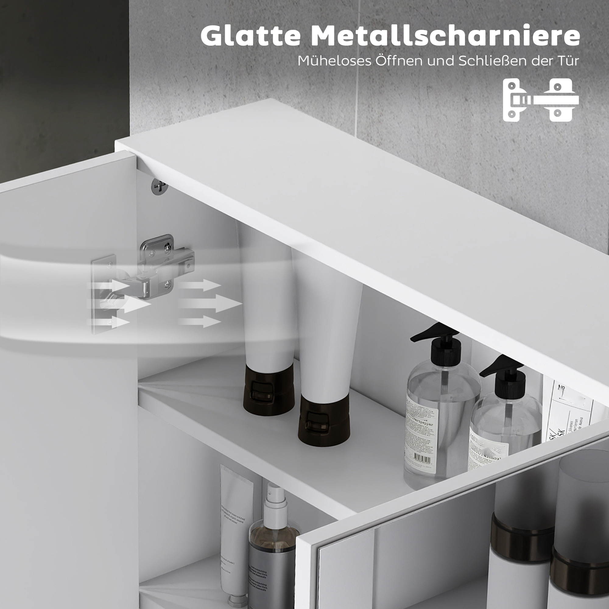 Badezimmerspiegelschrank, Badschrank mit 3 Spiegeltüren, Wandmontage, 90 x 15,5 x 60 cm, Spanplatte, Weiß