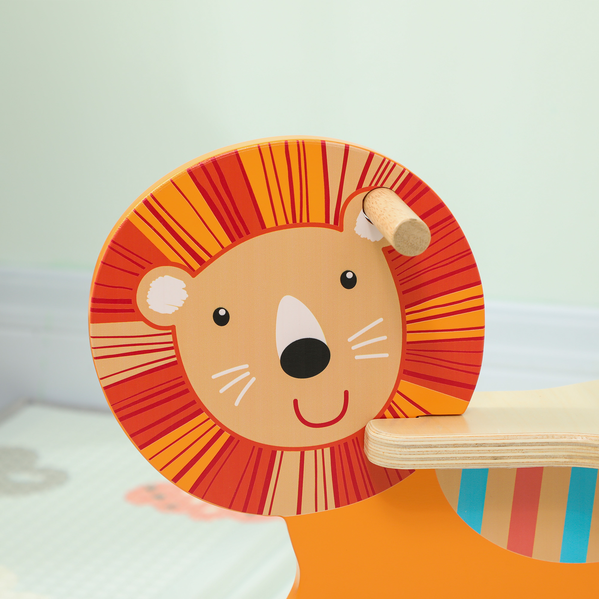 Schaukelpferd mit Löwen-Design, 25 kg Belastbarkeit, 2-5 Jahre, Holz, Orange