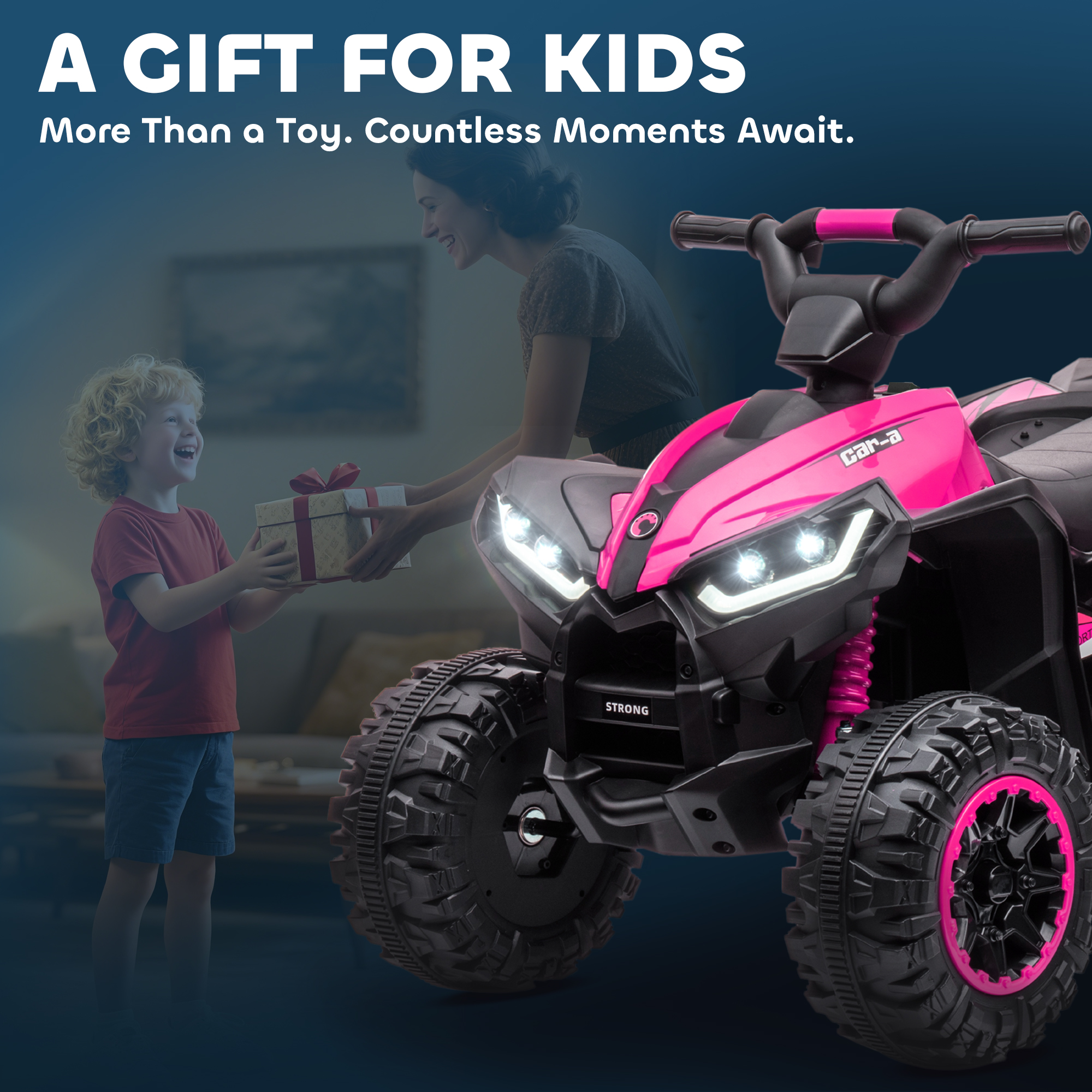 Kinderquad, 3-6 km/h, Licht/Musik, für 3-5 Jahre, bis 25kg, Rosa/Schwarz