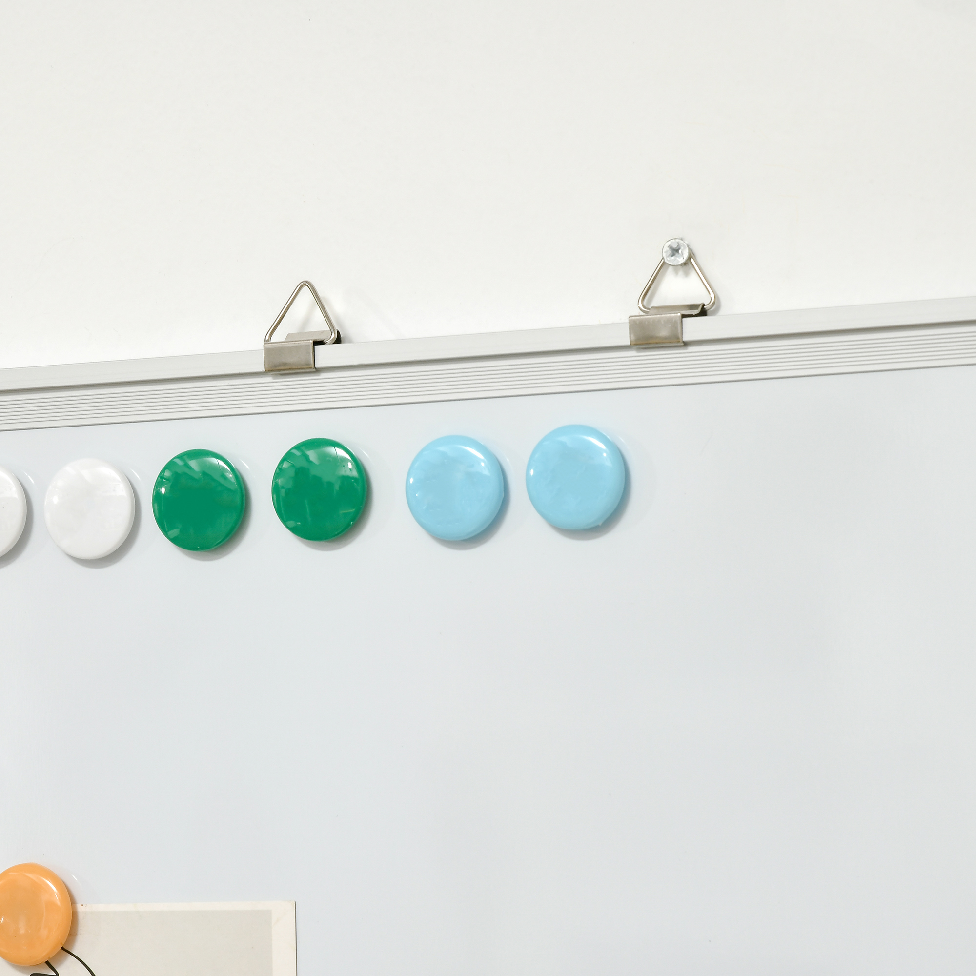 Whiteboard, Magnettafel, Notiztafel, inklusive Zubehör, 4 Stifte, 1 Schwamm, 10 Magnete, Weiß + Silber