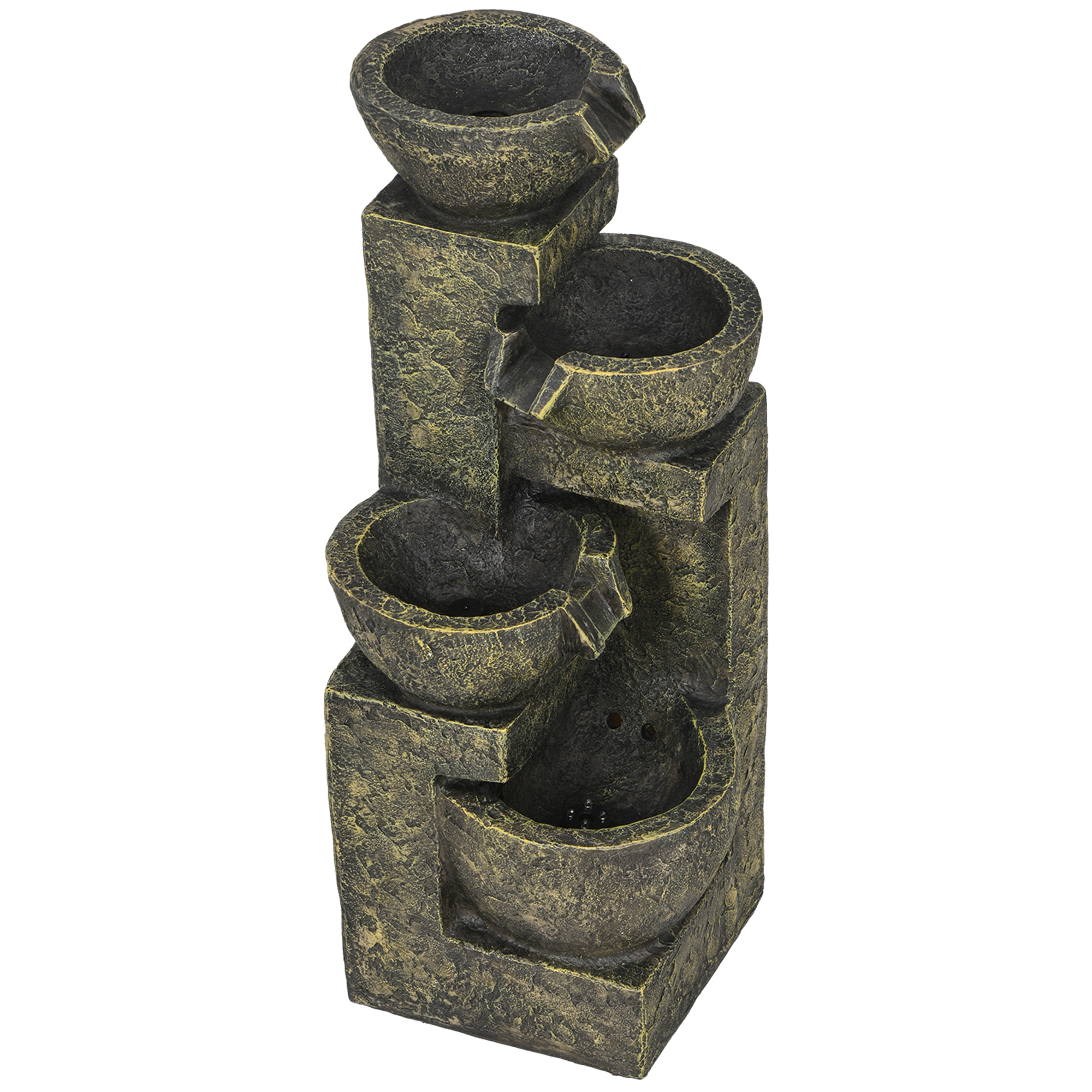 Gartenbrunnen Wasserbrunnen Brunnen, verstellbare Geschwindigkeit, 25 x 24 x 60 cm, Schwarz