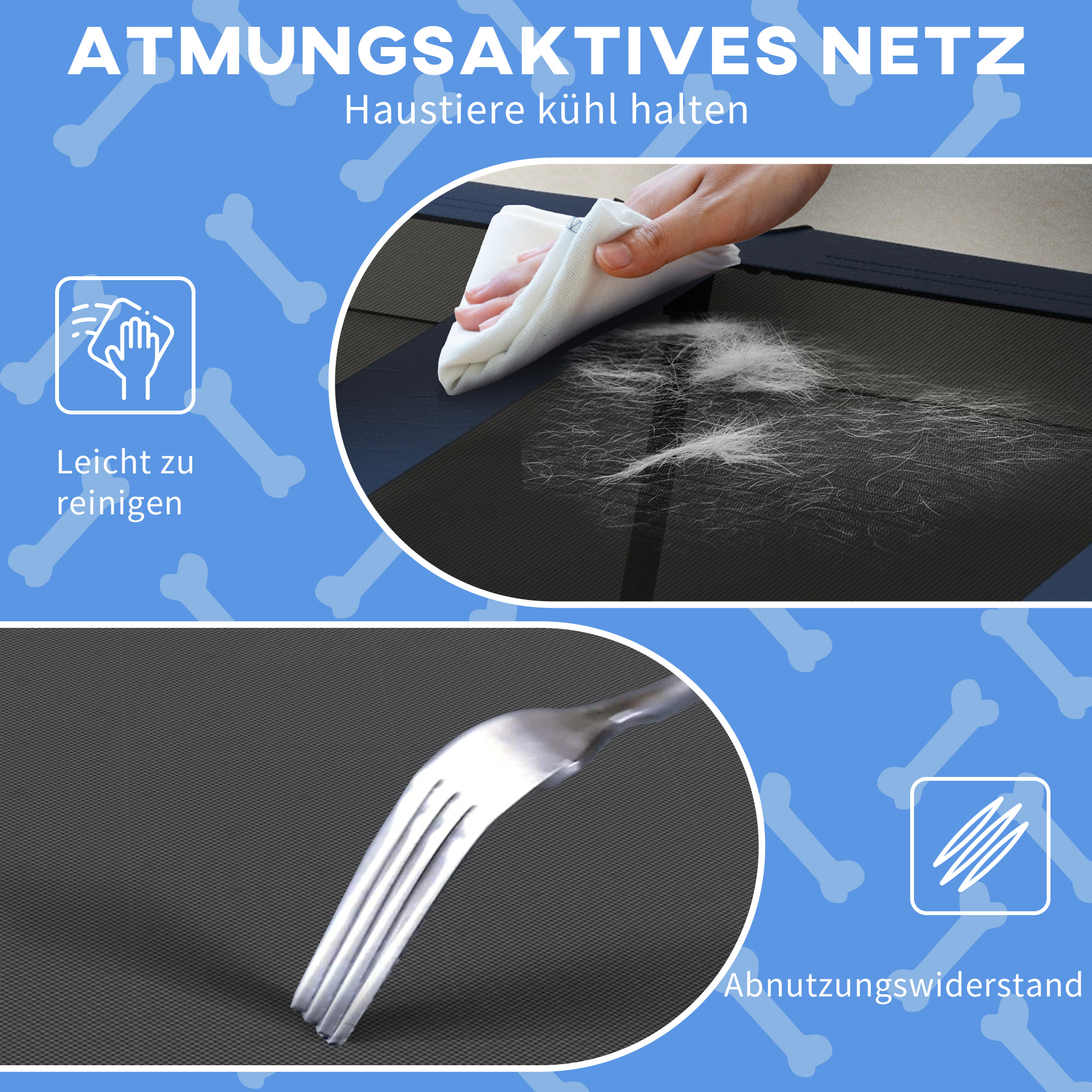 Hundebett Outdoor-Hundebett, wetterbeständig, erhöhtes Gestell, 106 x 76 x 94 cm, Dunkelblau