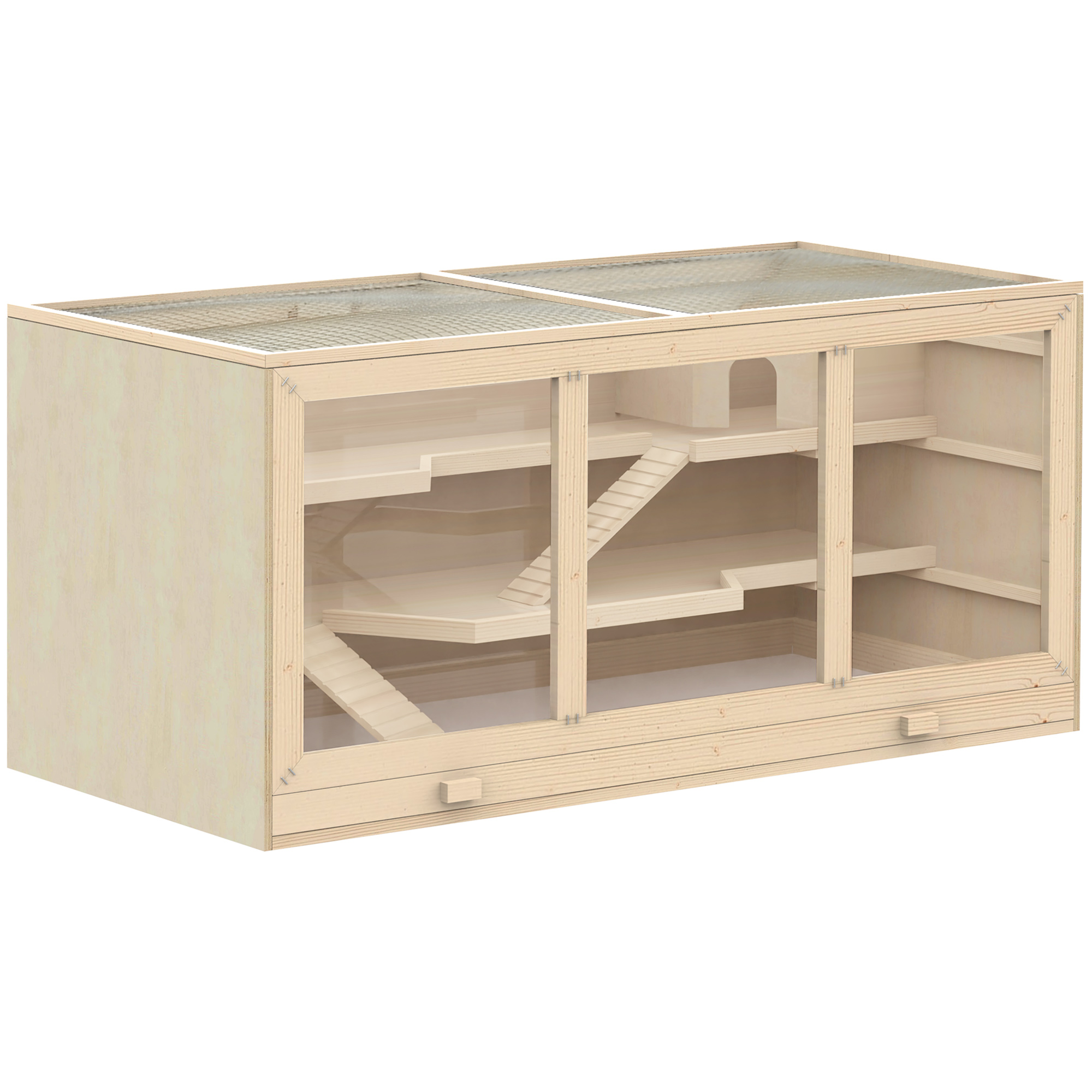 Hamsterkäfig aus Holz 3 Etagen Nagerkäfig mit reinigbar Ablage Kleintierkäfig mit klappbarem Deckel Treppen Holzkäfig Käfig für Hamster Zwerghamster 115 x 57 x 55 cm Naturholz Hamsterkäfig aus Holz 3 Etagen Nagerkäfig mit reinigbar Ablage Kleintierkäfig mit klappbarem Deckel Treppen Holzkäfig Käfig für Hamster Zwerghamster 115 x 57 x 55 cm Naturholz