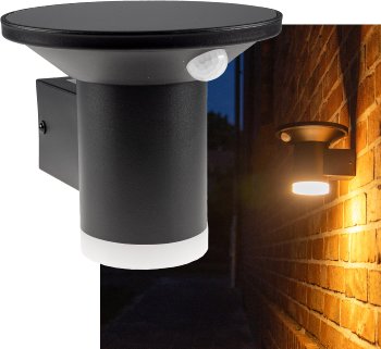 LED Solar Wandleuchte "SWL-AS500", IP44, warmweiß 3000K, PIR Sensor LED Solar Wandleuchte "SWL-AS500", IP44, warmweiß 3000K, PIR Sensor