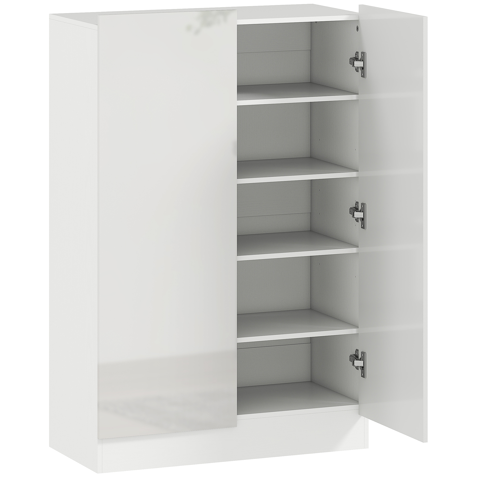5-stufiger Schuhschrank für 20 Paar Schuhe, verstellbare Regale, für Eingangsbereich, Flur, Holz, Weiß