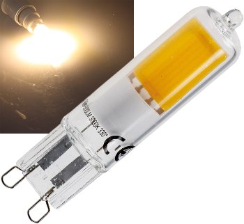LED Stiftsockel G9, 4W, 500lm, 330°, 230V, 3000k / warmweiß, Glas LED Stiftsockel G9, 4W, 500lm, 330°, 230V, 3000k / warmweiß, Glas