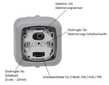 Feuchtraum PIR Bewegungsmelder, IP54, 250V~, 2-500W, inkl. AP-Rahmen, grau