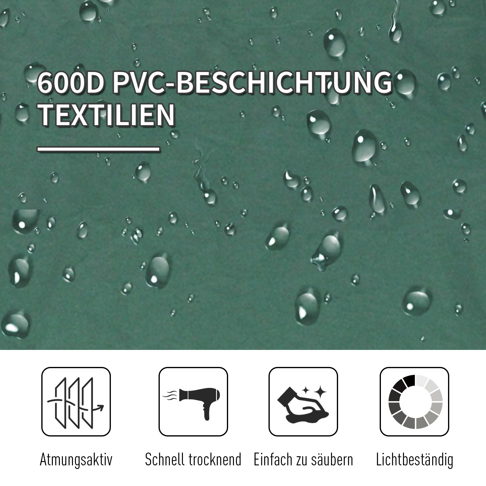 Campingbett Klappbar für 2 Personen Feldbett Klappbett mit Tragetasche bis 136 kg belastbar Stahl Oxford Grün+Schwarz 193 x 125 x 40 cm