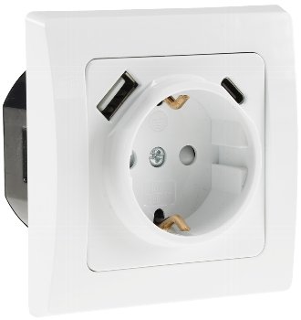 DELPHI Schutzkontakt-Steckdose, weiß, 230V~/ 16A, Unterputz, USB-C / PD DELPHI Schutzkontakt-Steckdose, weiß, 230V~/ 16A, Unterputz, USB-C / PD