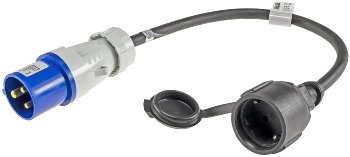 CEE auf Schutzkontakt-Kupplung 0,35m, 230V, Adapter für Wohnwagen, Camping