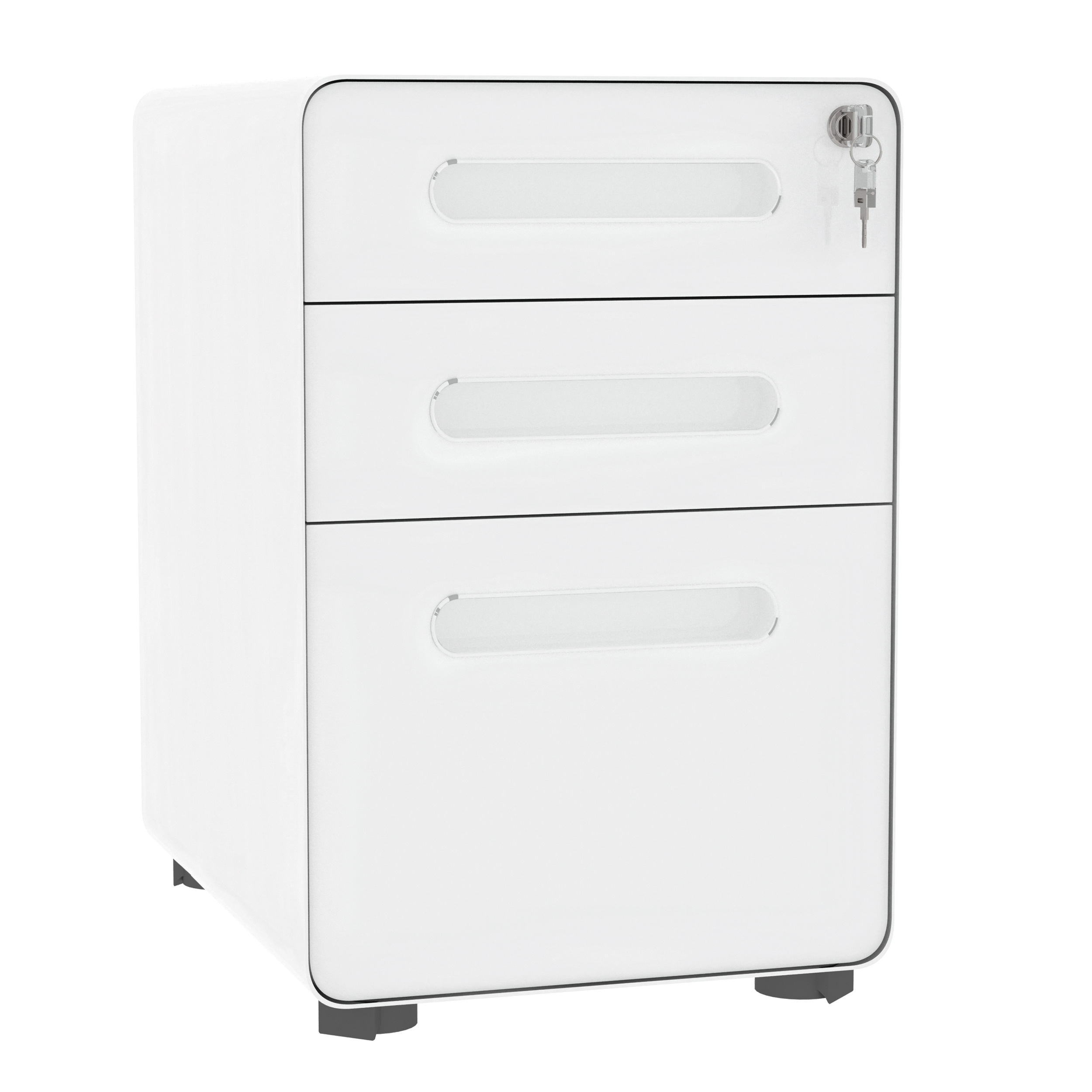 Rollcontainer, Aktenschrank, Bürocontainer mit 3 Schubladen, Büroschrank, Aufbewahrung, Container, Stahl, Weiß, 39 x 48 x 59 cm Rollcontainer, Aktenschrank, Bürocontainer mit 3 Schubladen, Büroschrank, Aufbewahrung, Container, Stahl, Weiß, 39 x 48 x 59 cm