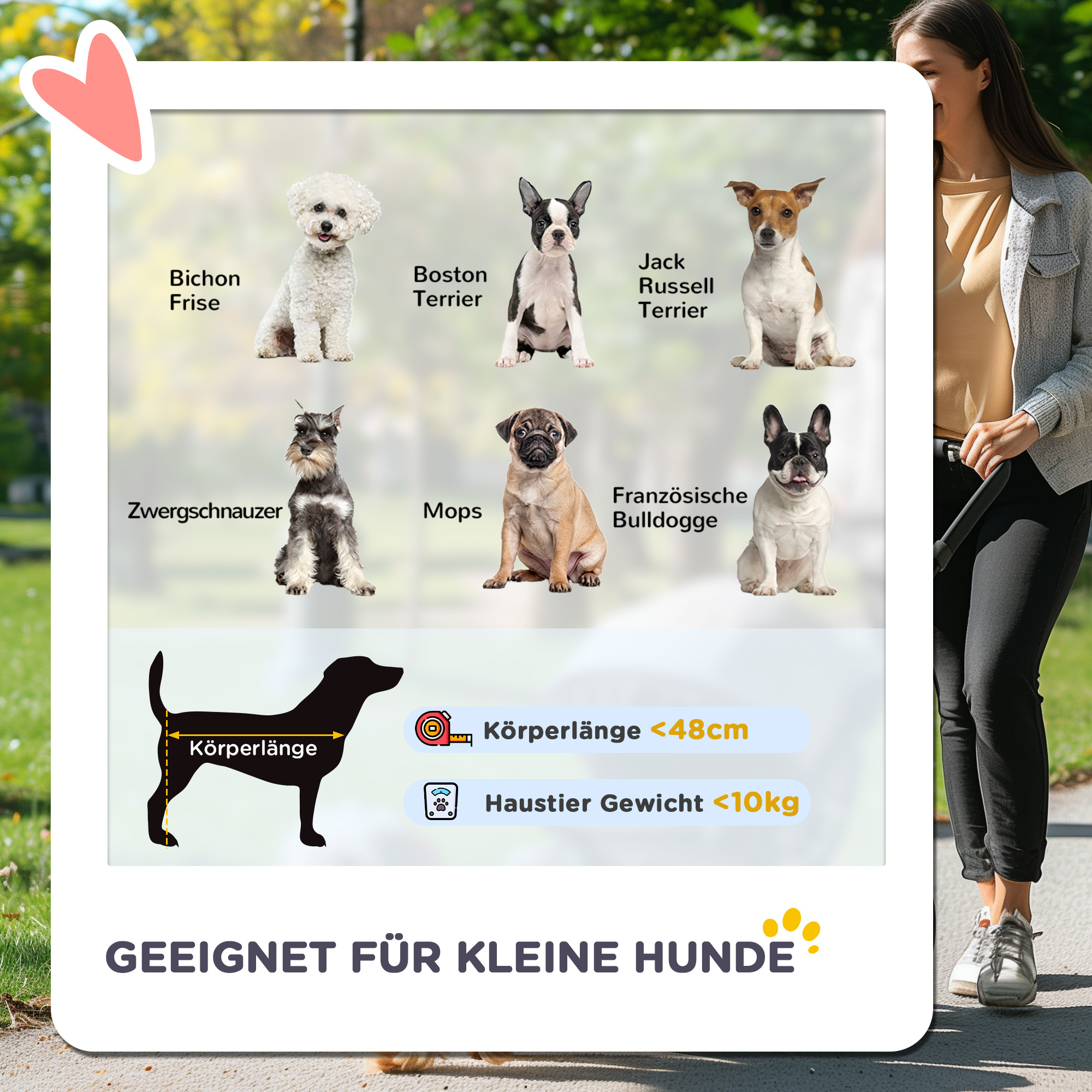 Hundebuggy Hundewagen bis 10 kg Klappbar Tragtasche Bodenkorb 83 cm x 58 cm x 102 cm, Hellgrau