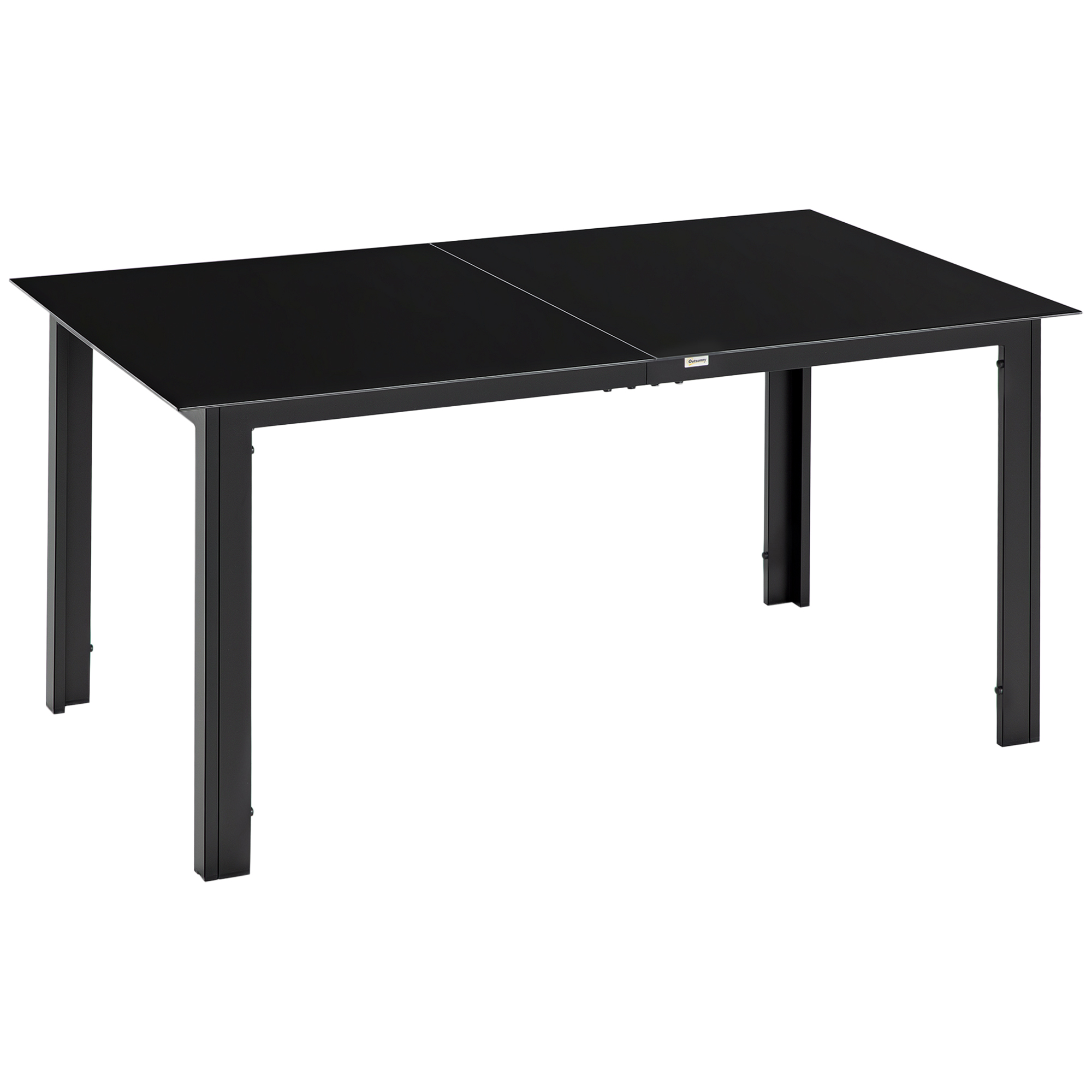 Gartentisch für 6 Personen, wetterbeständig, gehärtetes Glas, Terrassentisch, 150 cm x 90 cm x 74 cm, Schwarz Gartentisch für 6 Personen, wetterbeständig, gehärtetes Glas, Terrassentisch, 150 cm x 90 cm x 74 cm, Schwarz