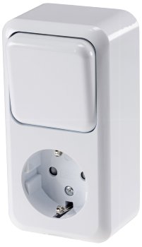 FASKO Kombi Steckdose Schalter, AP, Weiß, 250V~, Aufputz, Schraubanschluss FASKO Kombi Steckdose Schalter, AP, Weiß, 250V~, Aufputz, Schraubanschluss