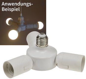 E27-Fassung "Triple", 3-fach Adapter, auf 3x E27-Schraubfassungen E27-Fassung "Triple", 3-fach Adapter, auf 3x E27-Schraubfassungen
