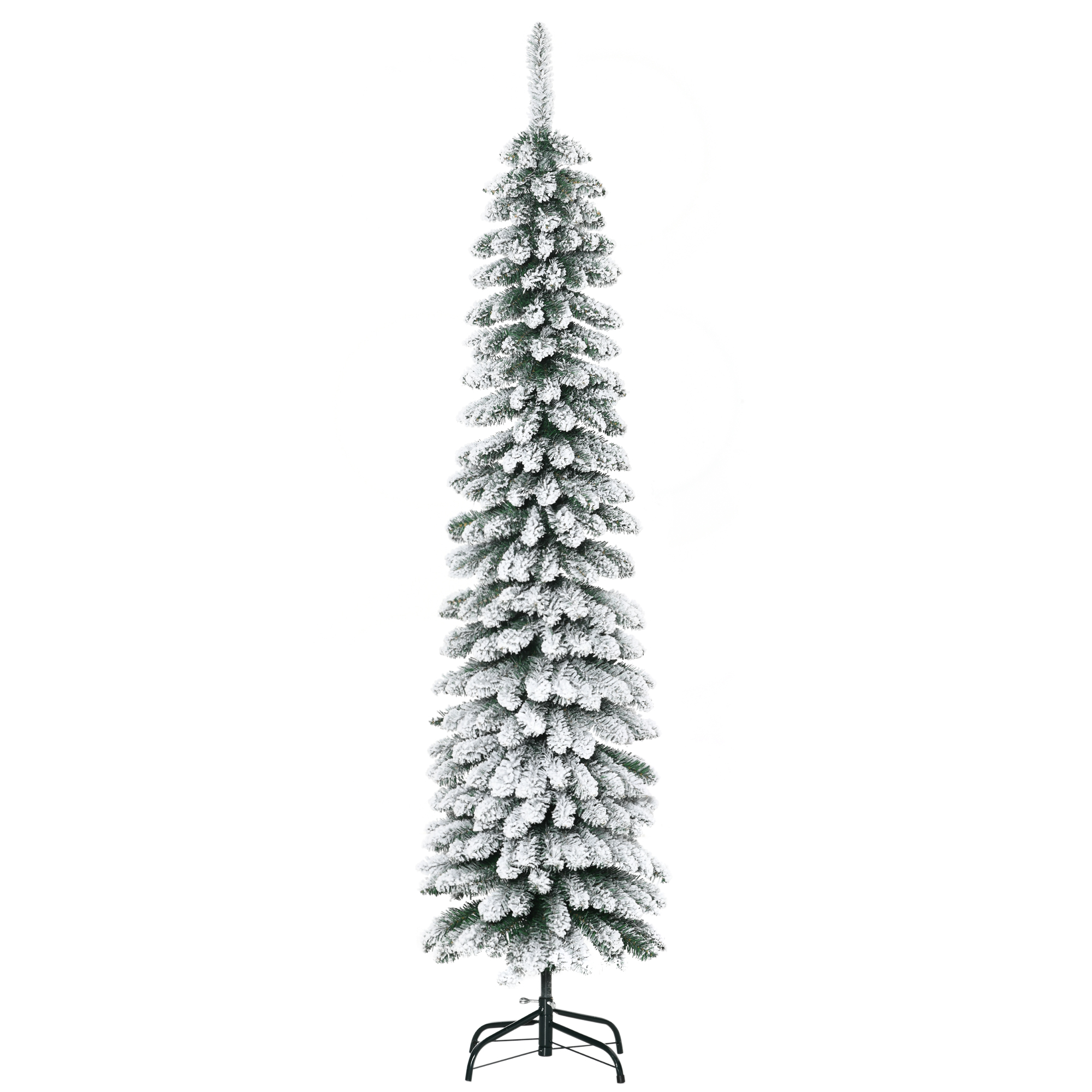 Weihnachtsbaum, schneebedeckt, schmales Design, feuerfest, 180 cm, Grün/Weiß