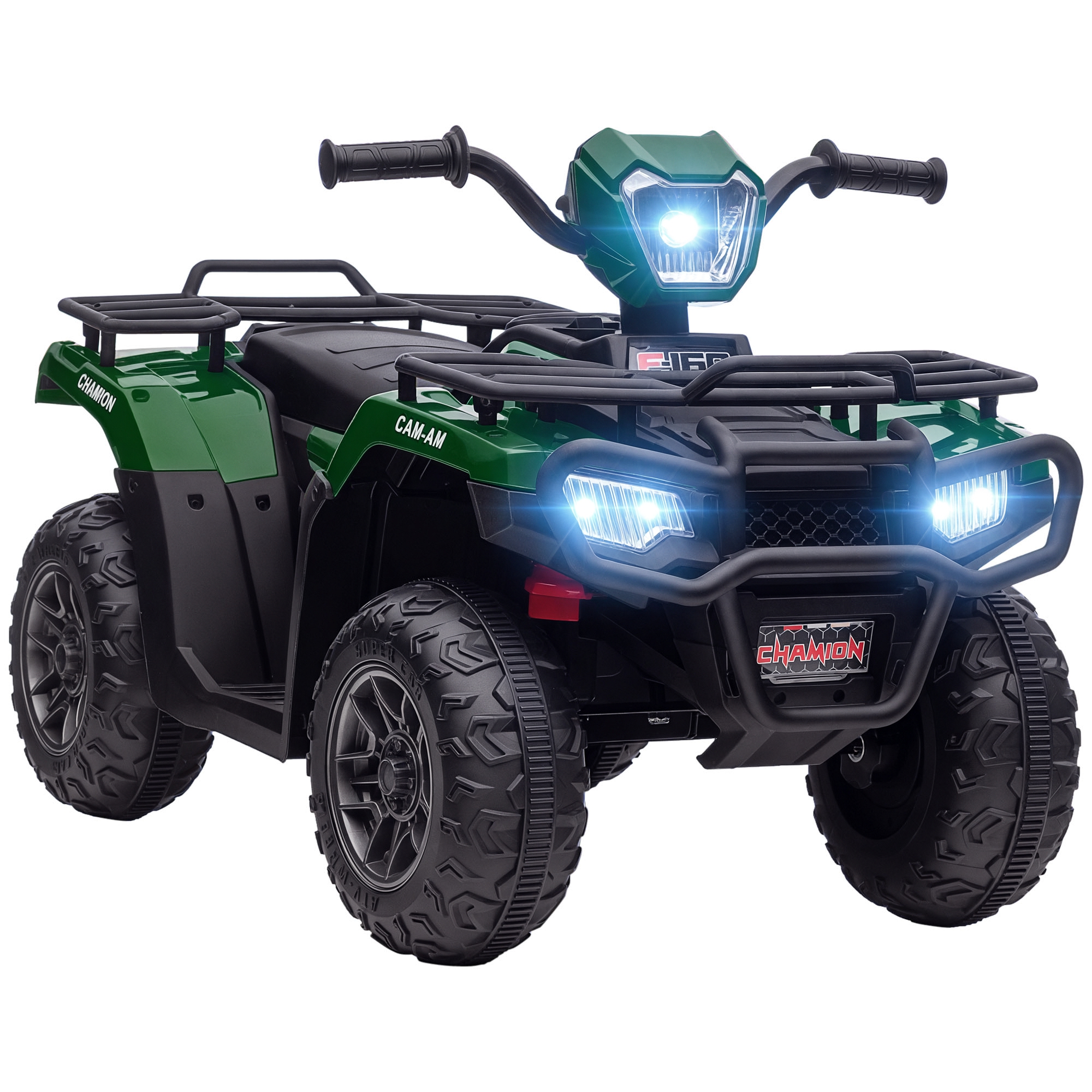 Kinderquad, max, 4 km/h, ab 3 Jahren, LED-Scheinwerfer, Musikanschluss, schwarz+grün 88 x 45 x 50 cm