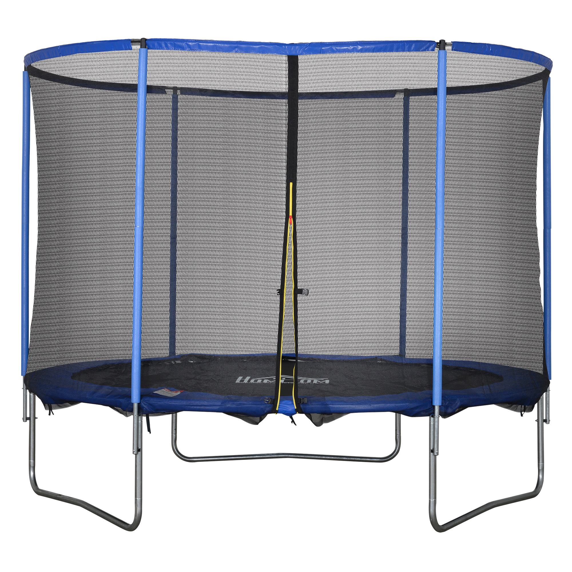 Trampolin mit Sicherheitsnetz Gartentrampolin für Innen- und Außenbereich Fitnesstrampolin für Kinder und Erwachsene Stahl Blau+Schwarz bis 113,6 kg Ø305 x 248H cm