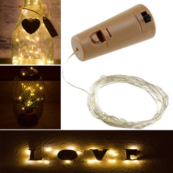 LED Flaschen-Lichterkette "CuteBottle", 20 LEDs, 2m, warmweiß, Batterie, 10x Set