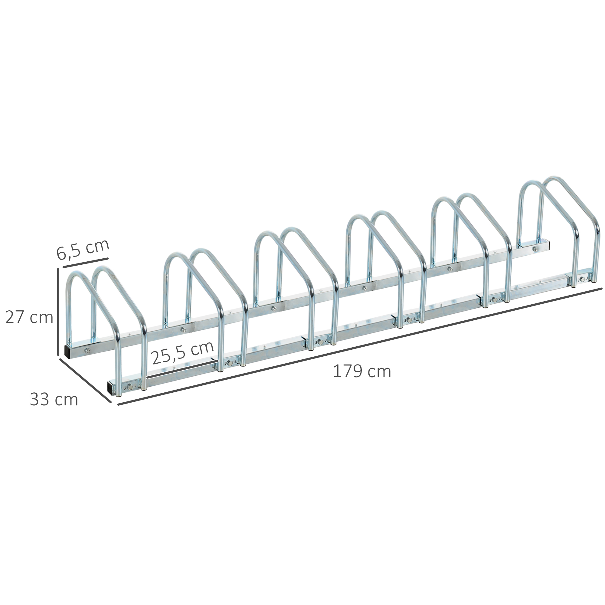 Fahrradständer für 6 Fahrräder wetterfest Wand- oder Bodenmontage Stahl 179 x 33 x 27cm
