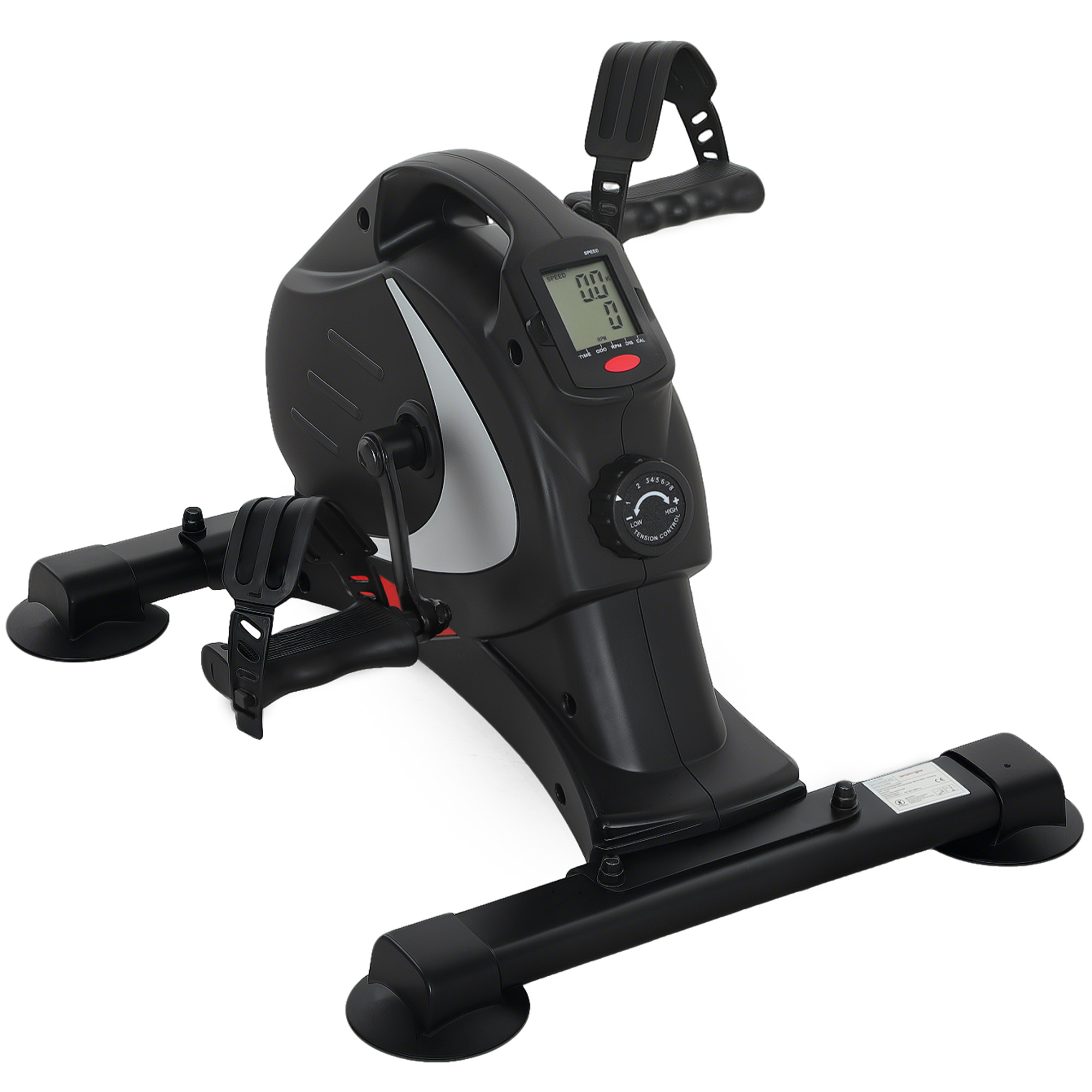 Mini-Trainingsrad, Fußpedaltrainer, Trainingsgerät mit 8 Widerstandsstufen, LCD-Display, Metall, Kunststoff, Schwarz