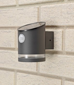 LED Solar Wandleuchte "SWL 119-A", PIR Bewegungsmelder, IP44, anthrazit