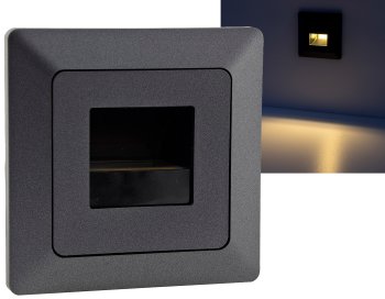 MILOS LED-Einbauleuchte "COB" Anthrazit, 80x80mm, 3000k, warmweiß, 55Lumen MILOS LED-Einbauleuchte "COB" Anthrazit, 80x80mm, 3000k, warmweiß, 55Lumen