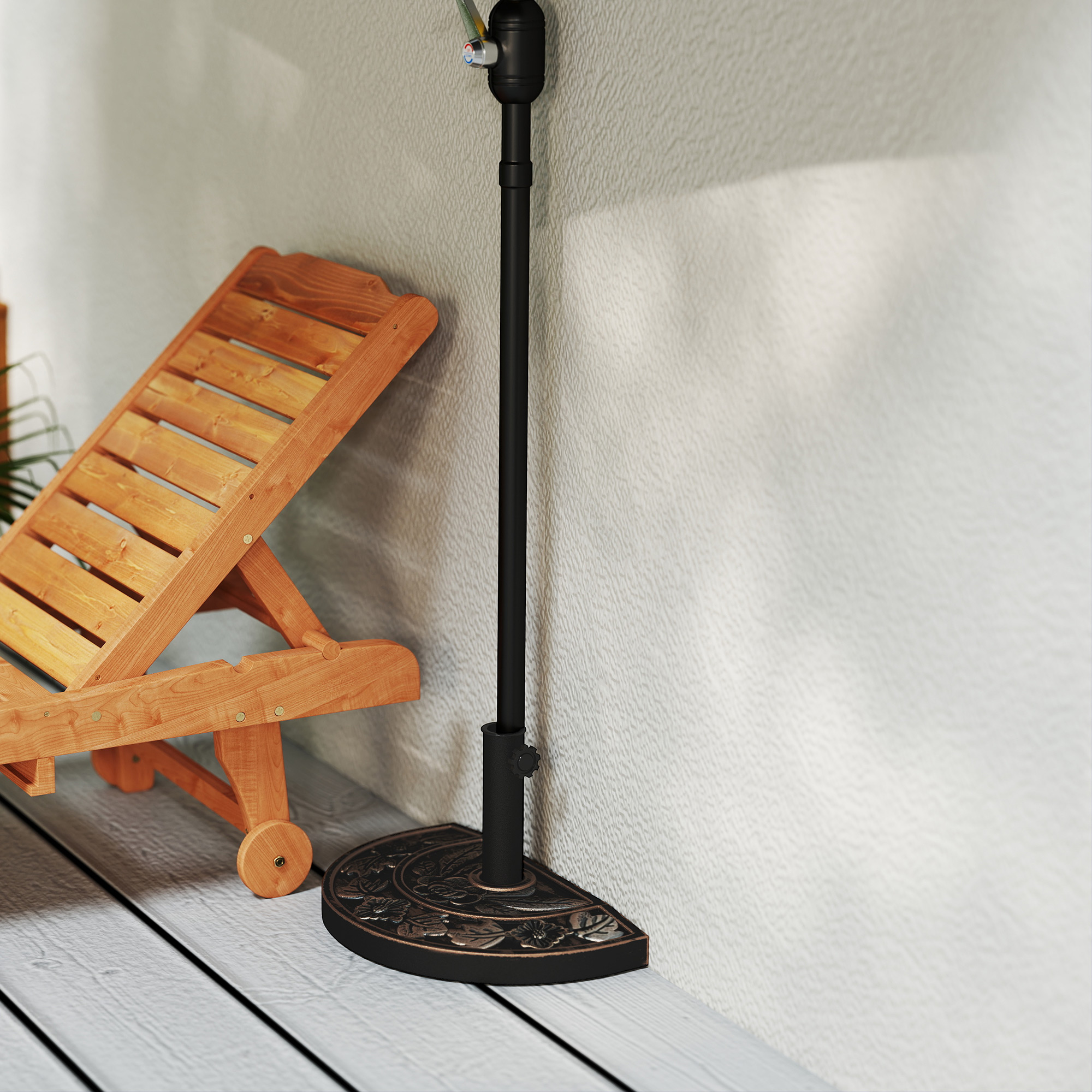 Sonnenschirmständer aus Edelstahl Schirmständer mit Griffe, halbrund Schirmhalter, Schirmgewichtfür Sonnenschirm Ø3,8-Ø4,8 cm, für Balkon, Terasse, Garten, Bronze