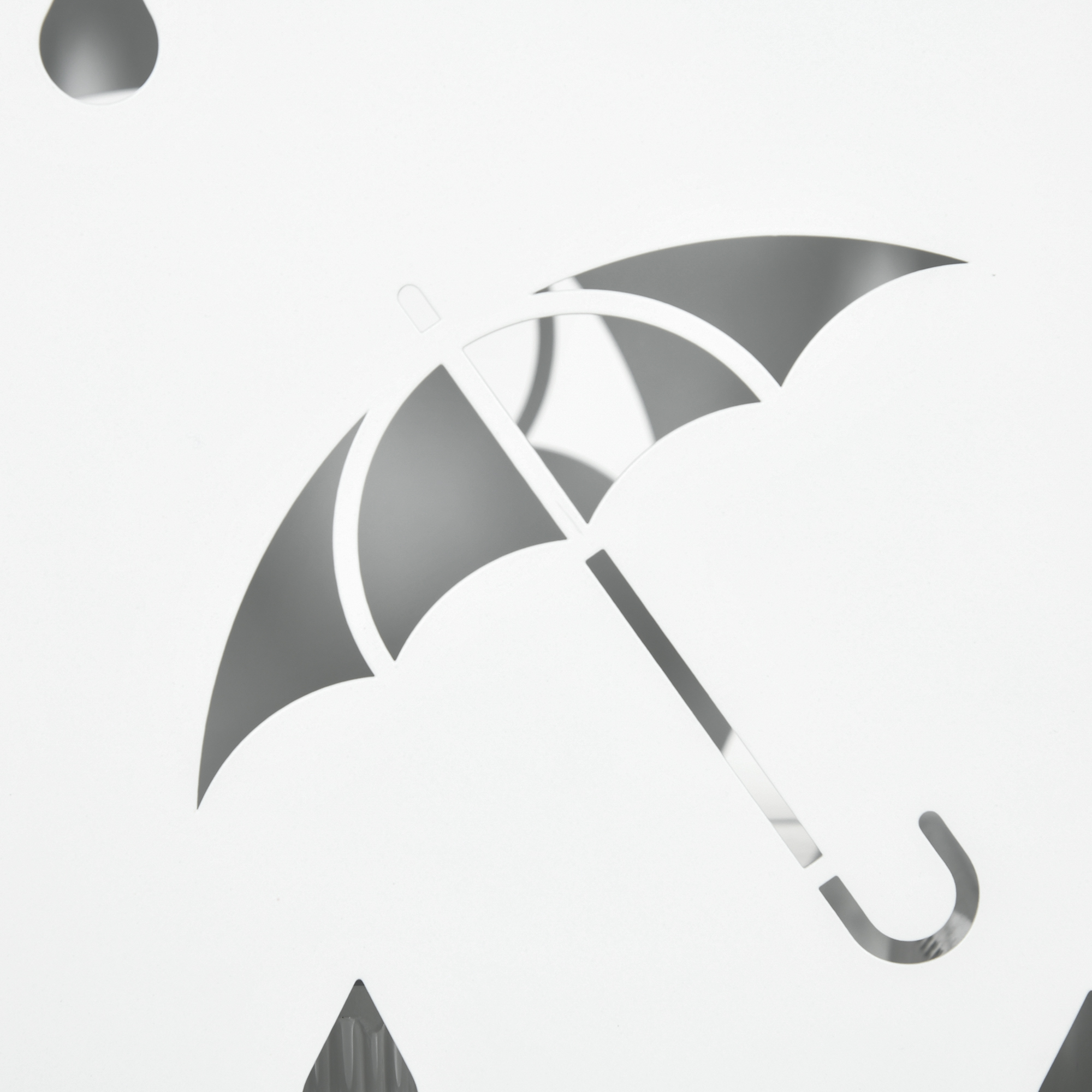 Schirmständer, 4 Haken, Tropfschale, Stahl, Weiß