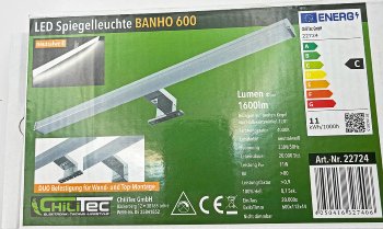 LED Spiegelleuchte "Banho 600", 230V, 11W, 1600lm, 60cm, Neutralweiß