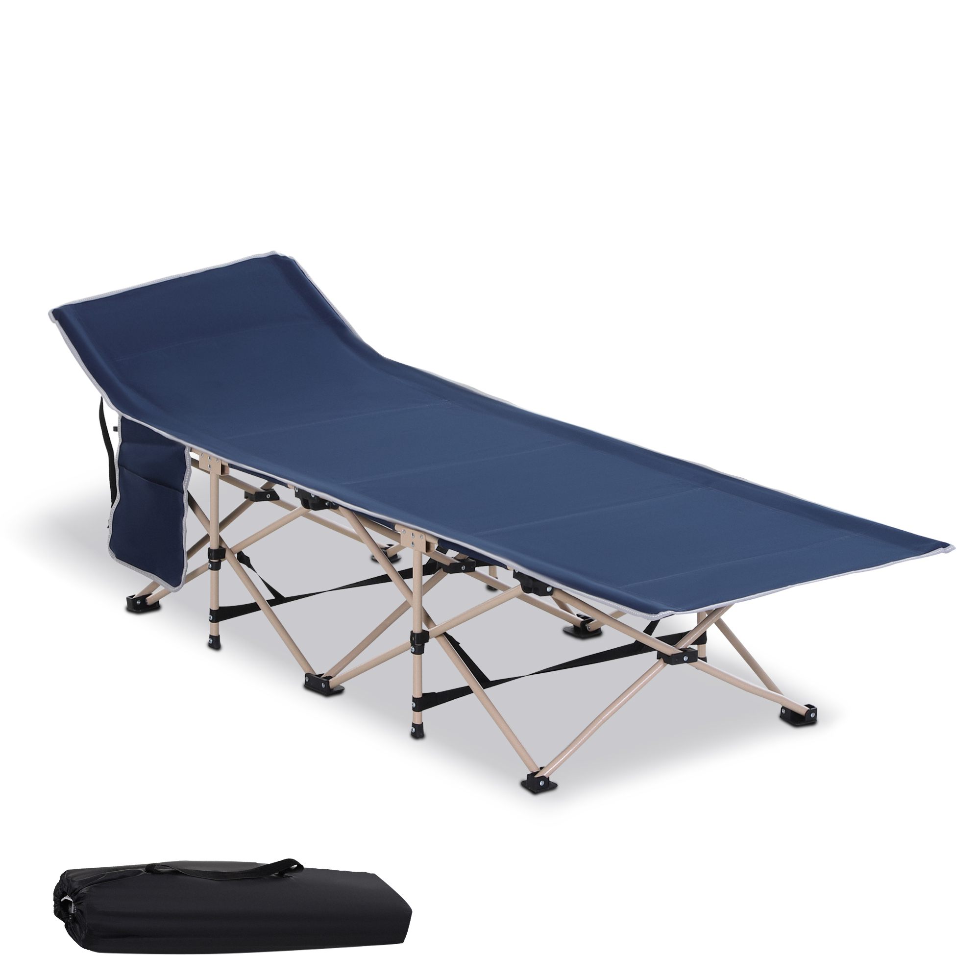 Feldbett, Camping-Bett, klappbar, wetterbeständig, ink, Tragetasche, 190 cm x 68 cm x 52 cm, Blau