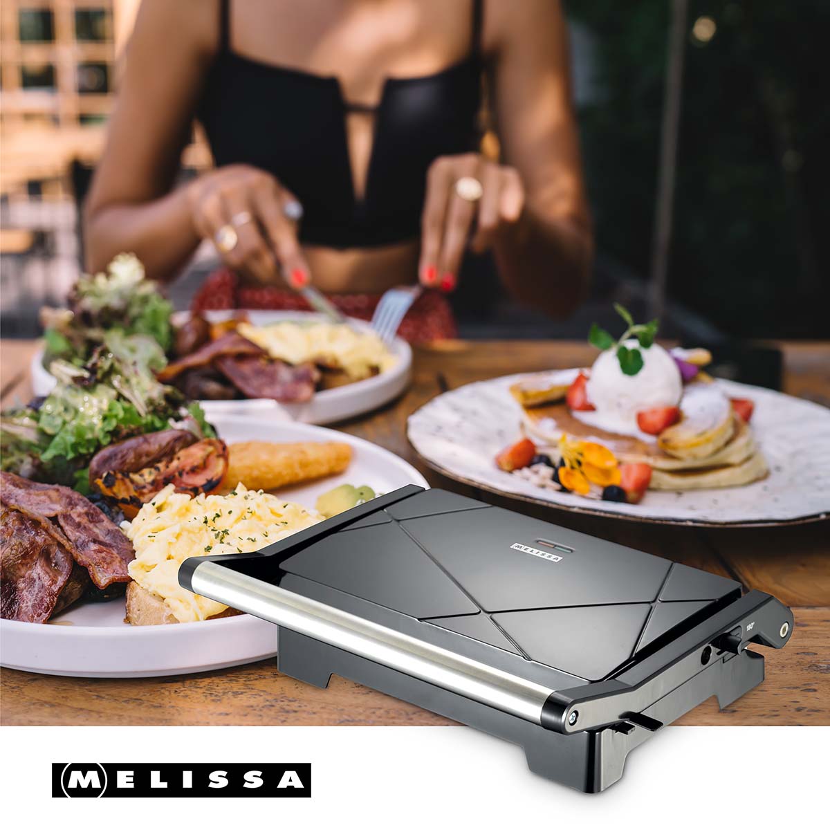 Panini-Grill und Kontaktgrill mit Antihaftbeschichtung und Überhitzungsschutz 1000W schwarz