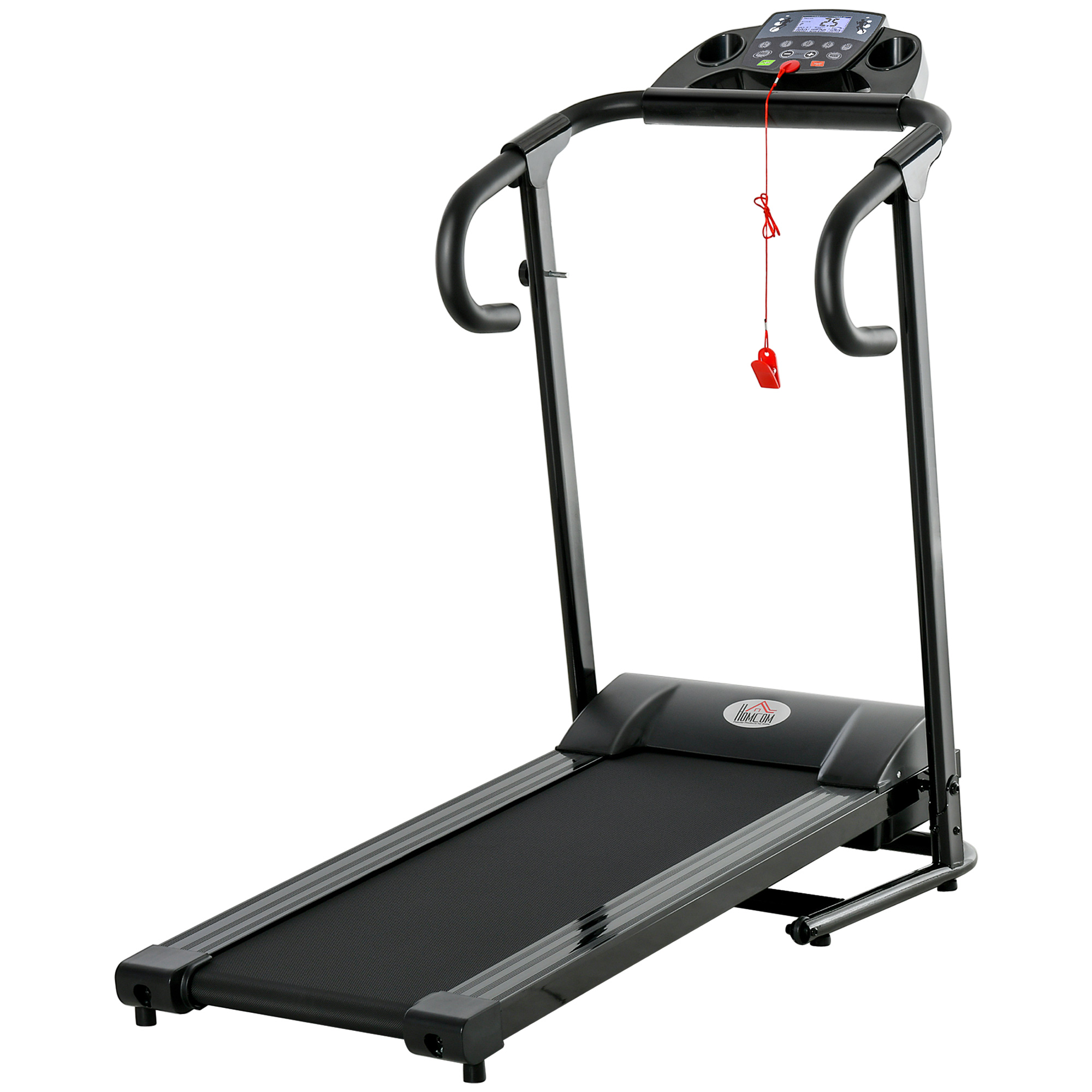 Elektrisches Laufband, faltbar, mit LCD-Display, Geschwindigkeit 0,8-10km/h und 3 Programme, Leistung 500 W, 123 x 62 x 117 cm, Schwarz