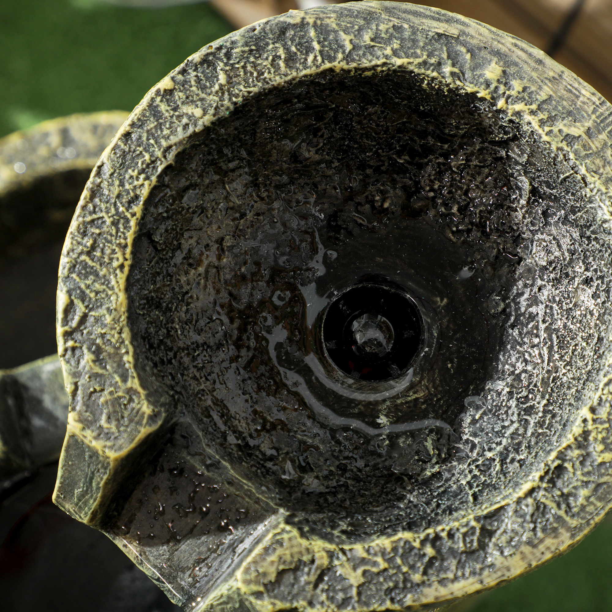 Gartenbrunnen Wasserbrunnen Brunnen, verstellbare Geschwindigkeit, 25 x 24 x 60 cm, Schwarz