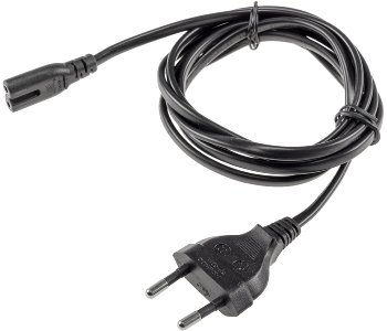 Netzkabel Eurostecker > Doppelnutstecker, H03VVH2-F2G, 0,75 mm², 2,5A/250V, 1,5m