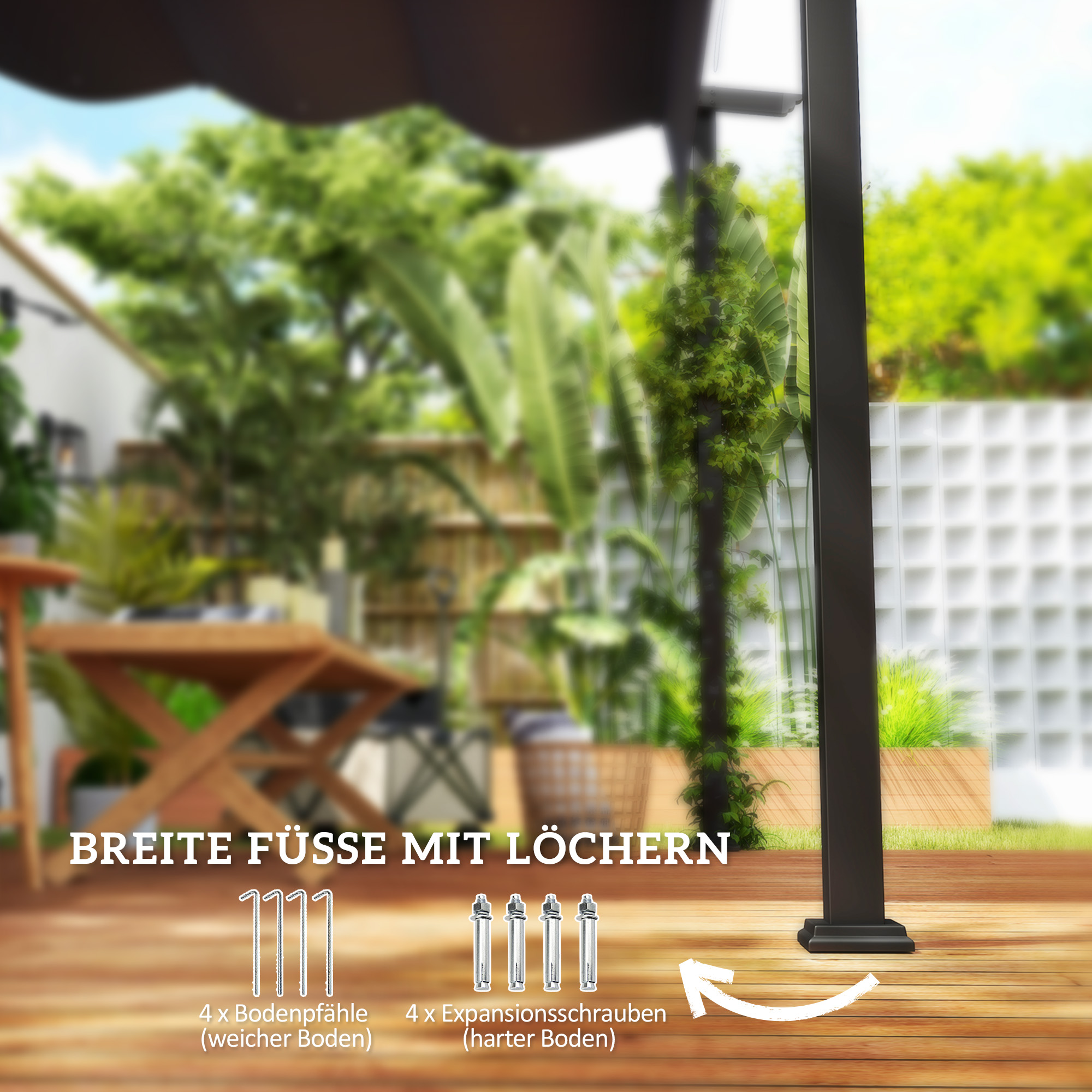 Pavillon, 3 x 3 m Pergola, Winddichtes Terrassendach, Wandmontage, Verstellbares Dach, für Garten, Terrasse, Dunkelgrau