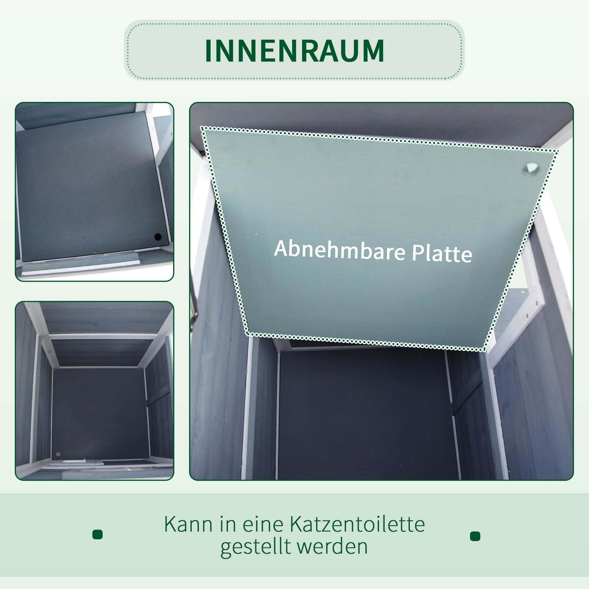 Katzenhaus aus Holz 2 Etagen Winterfest wasserdicht Katzenhütte mit Asphaltdach Treppen Fenster Katzenhöhle Outdoor Schutzhütte für Draußen Garten Balkon 51 x 51 x 81,3 cm Grau