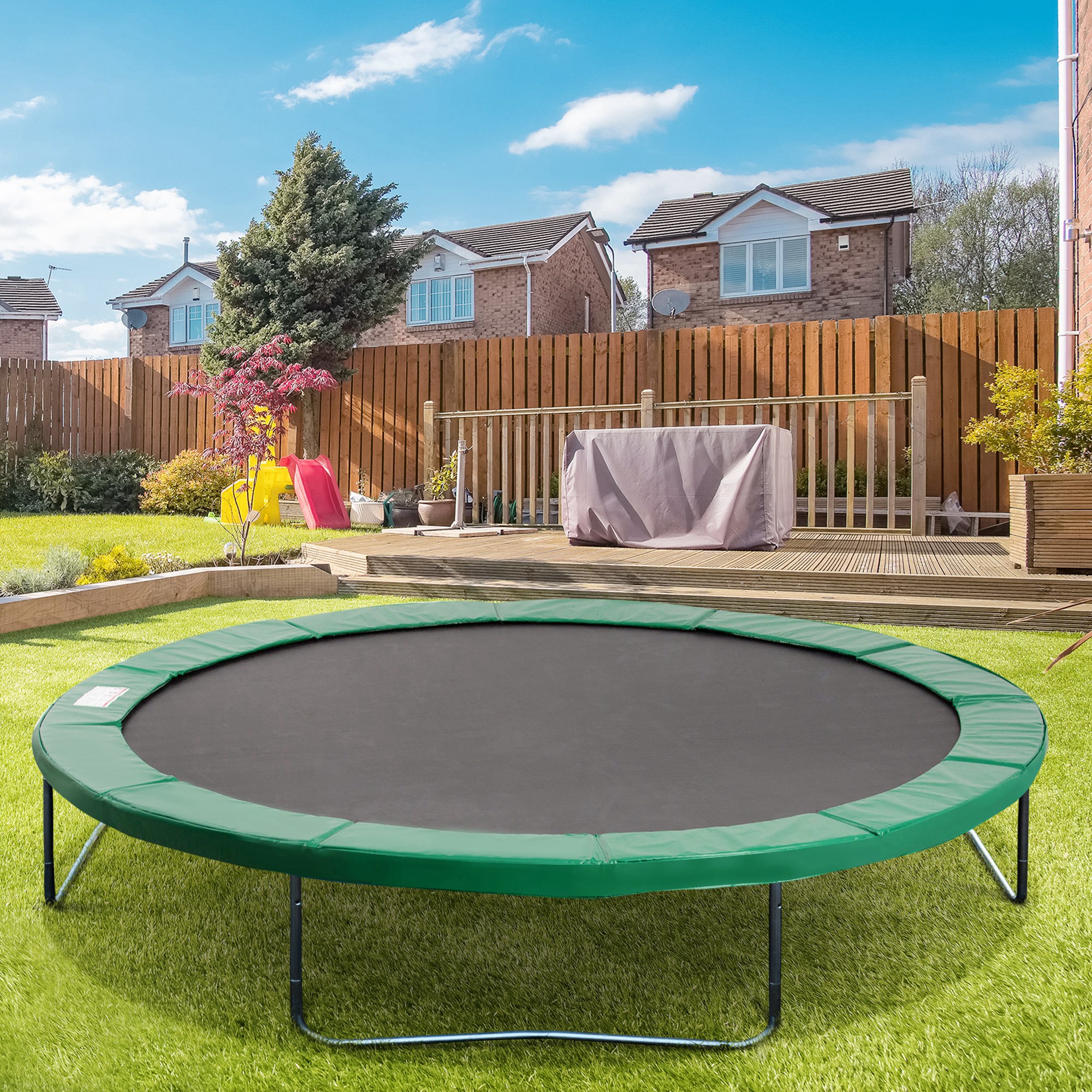 Trampolin Randabdeckung Ø366cm cm breit, Reißfest UV-resistent Federabdeckung, Wasserabweisend, Trampolinzubehör Randschutz Sicherheitsnetz Ersatzteile für Gartentrampoline, Grün
