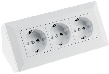 3-fach Steckdosenblock, weiß matt, 250V~/ 16A, Aufbaumontage