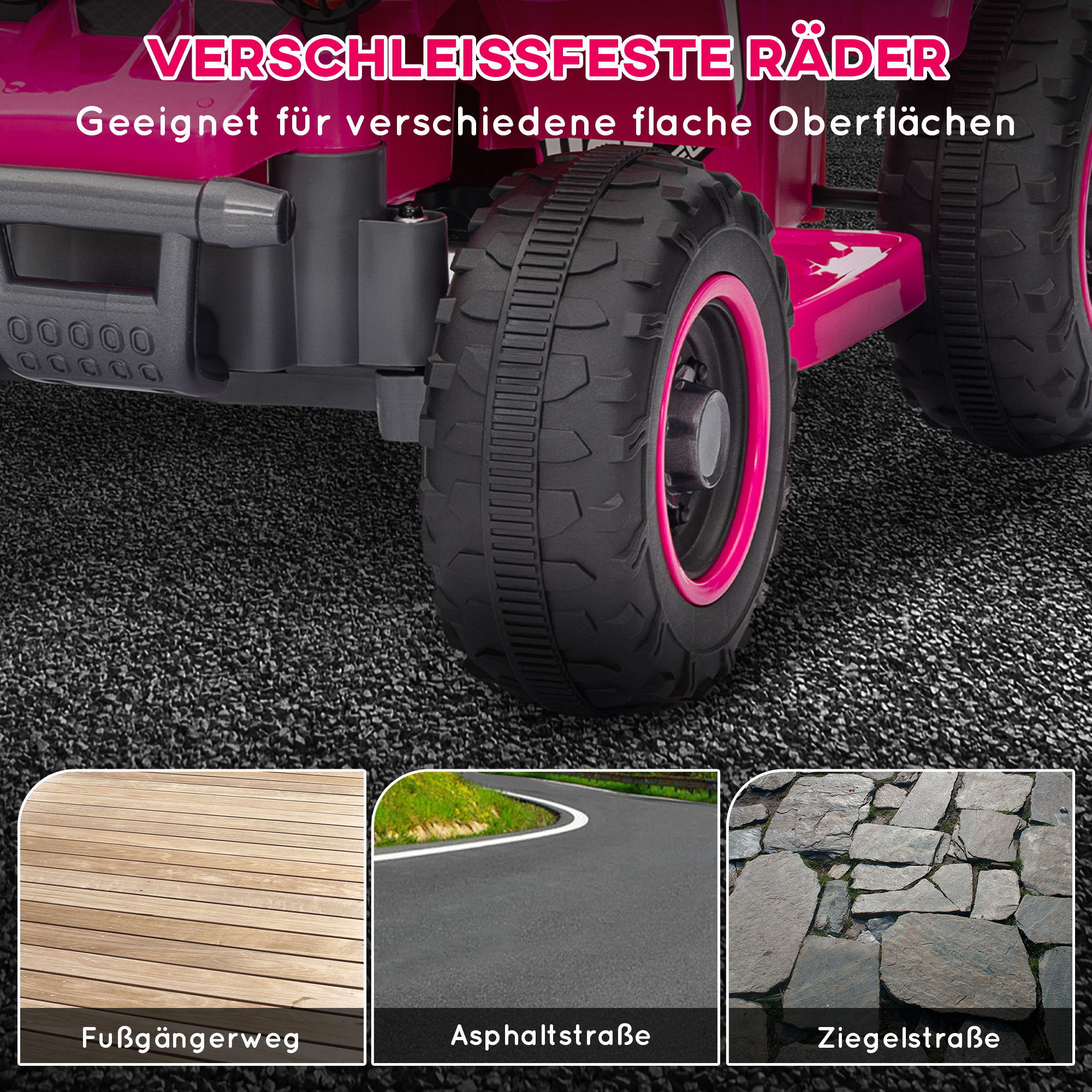 Kinderquad, batteriebetrieben, fährt vorwärts und rückwärts, LED-Lichter, 18-36 Monate, Rosa