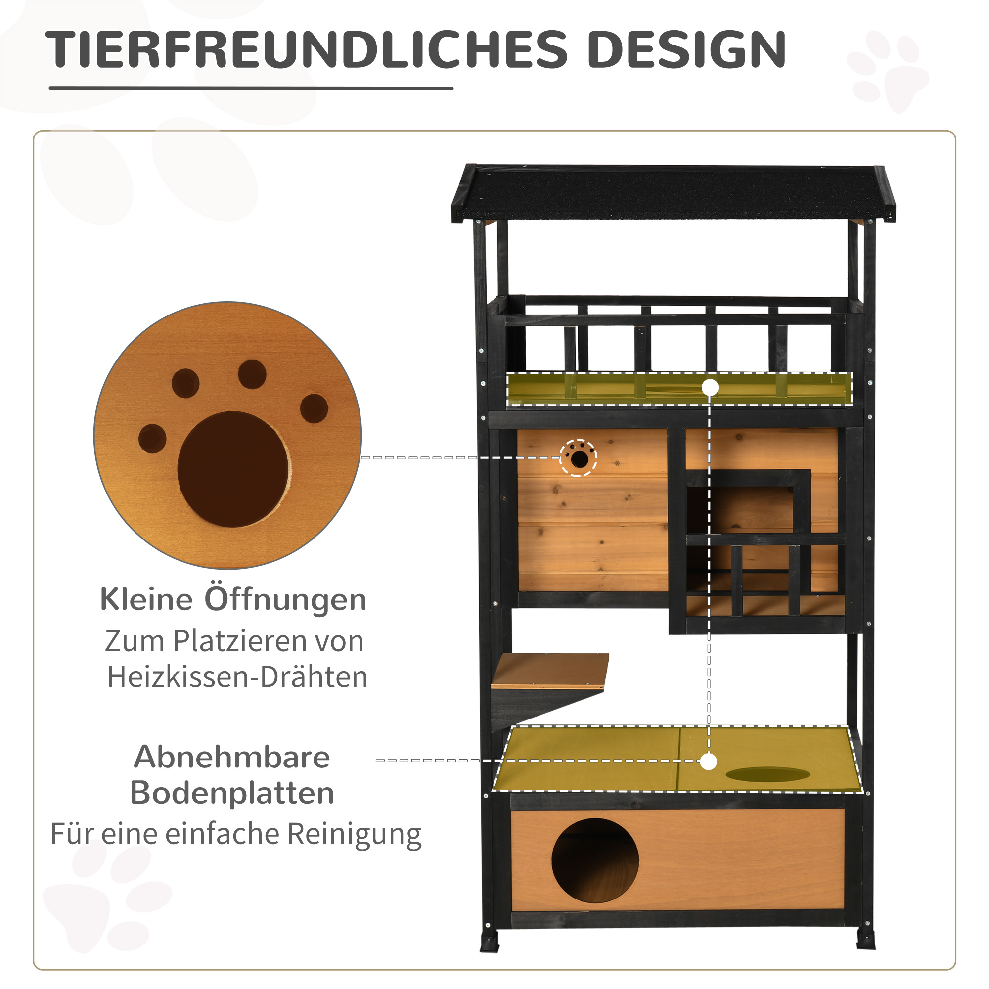 Katzenhaus Katzenhütte Outdoor Katzenhaus, wetterbeständig, 75,5 cm x 75 cm x 137 cm, Gelb