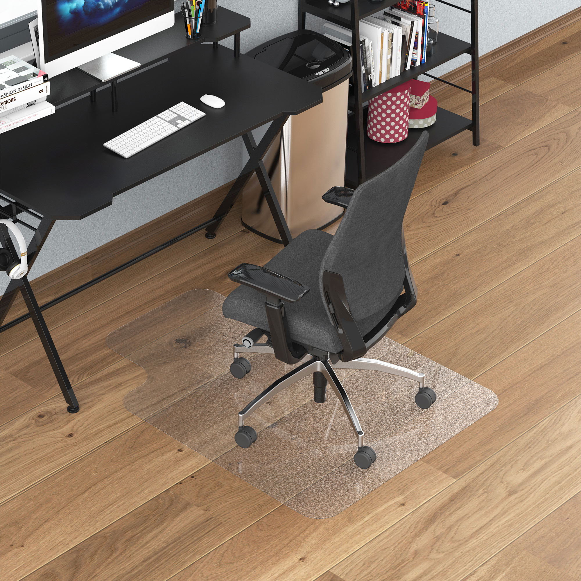 Stuhlunterlage für Hartböden, 90 x 120 cm, rutschfest, transparent Bodenmatten zum Schutz von Holz und Fliesen, für Büro und Zuhause