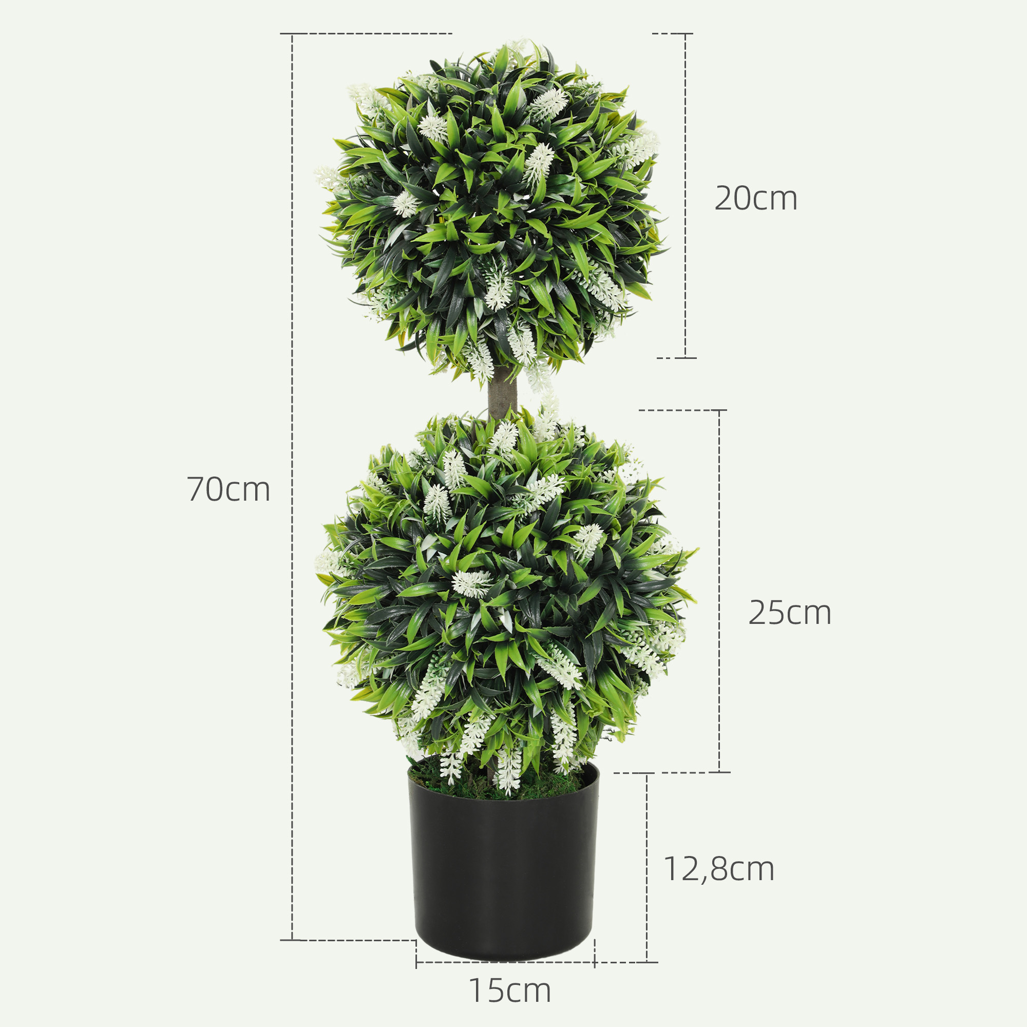2er-Set Künstliche Pflanzen, UV-beständige Kunstpflanze im Blumentopf, 70 cm Zimmerpflanze für Wohnzimmer, Garten