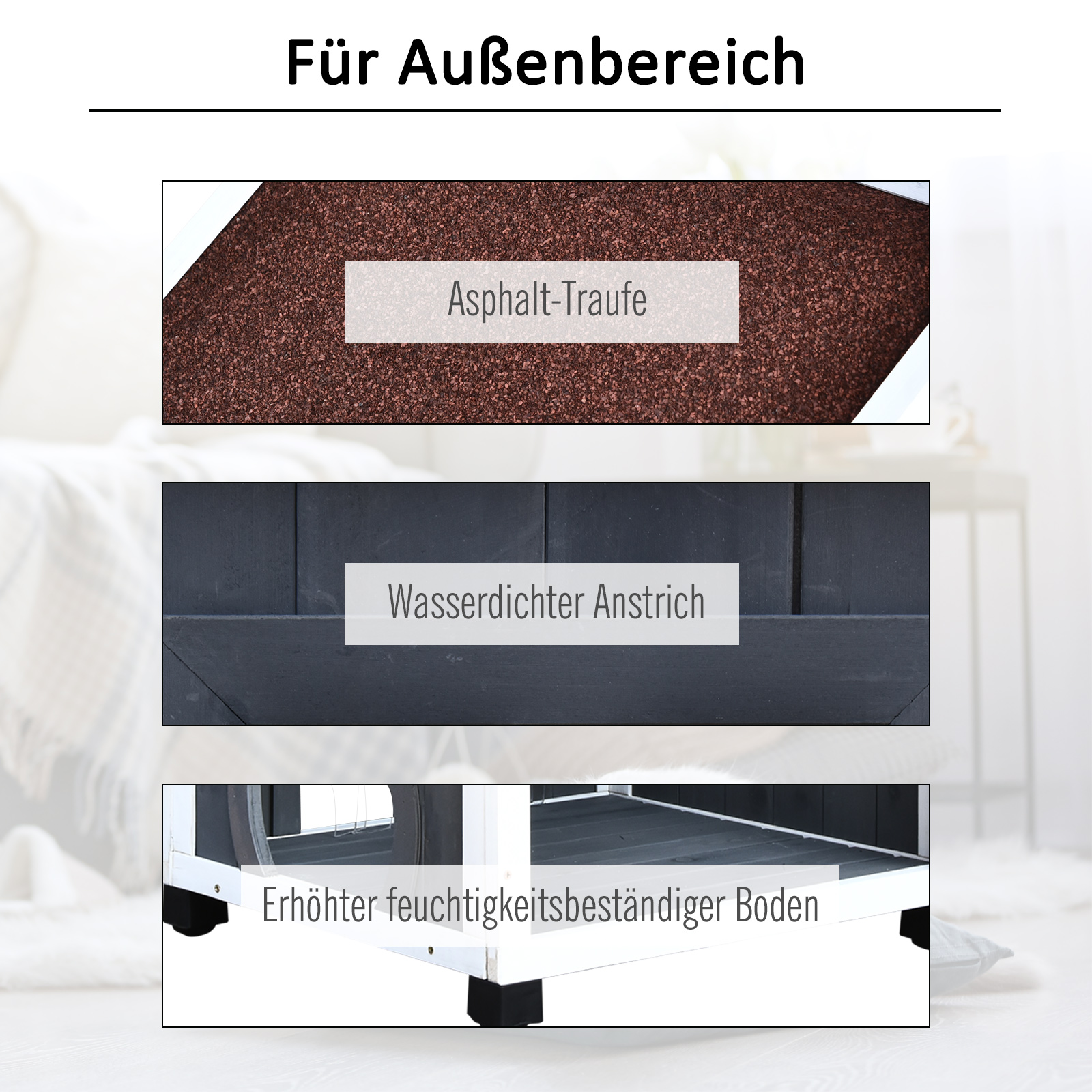 Katzenhaus für Katzenbett oder Katzentoilette, Katzenschrank, Katzenklo Indoor, Tannenholz, Asphaltdach, Grau, 59 x 55 x 109 cm