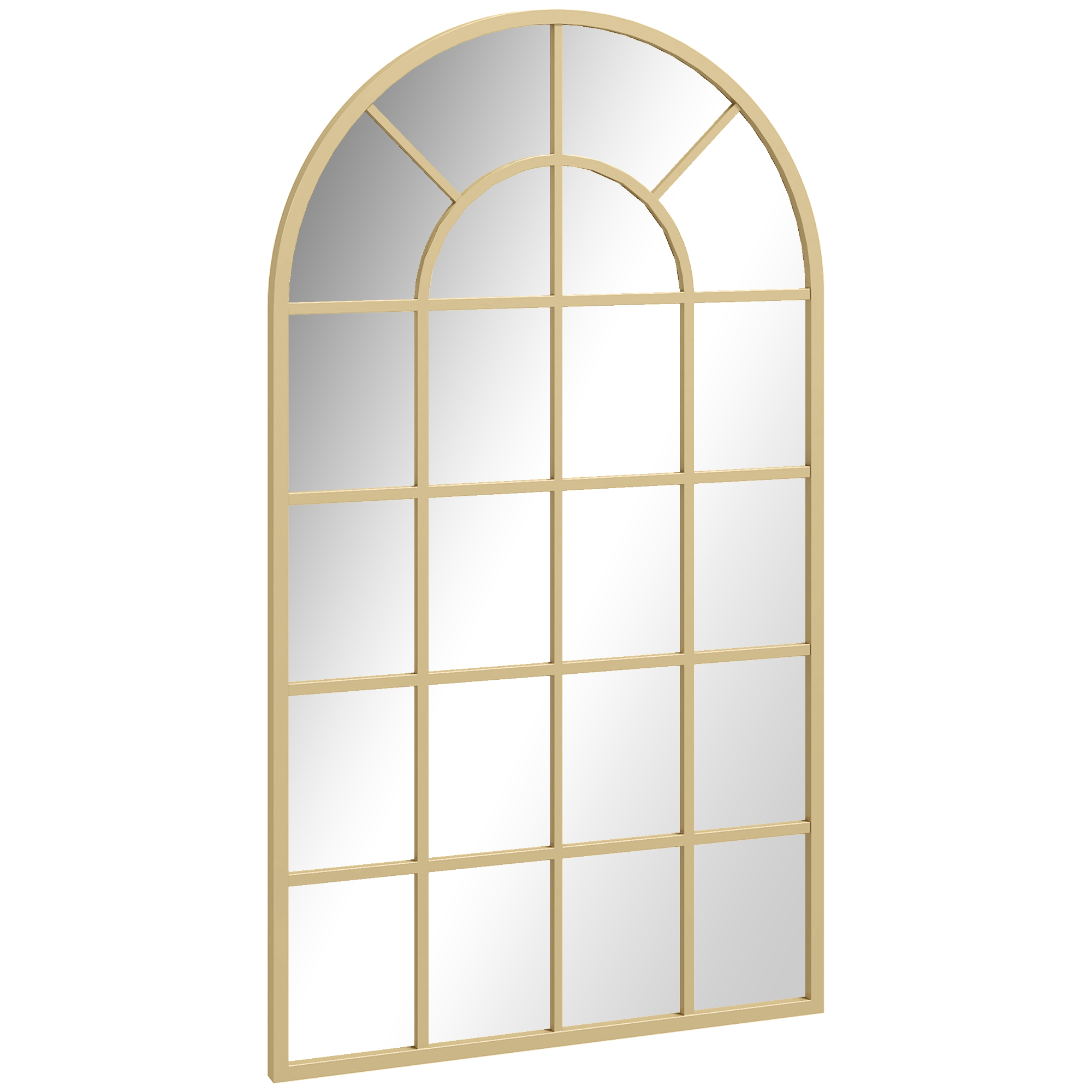 Wandspiegel, Fenster-Design, Flurspiegel, Metallrahmen, 110 x 65 cm, Gold