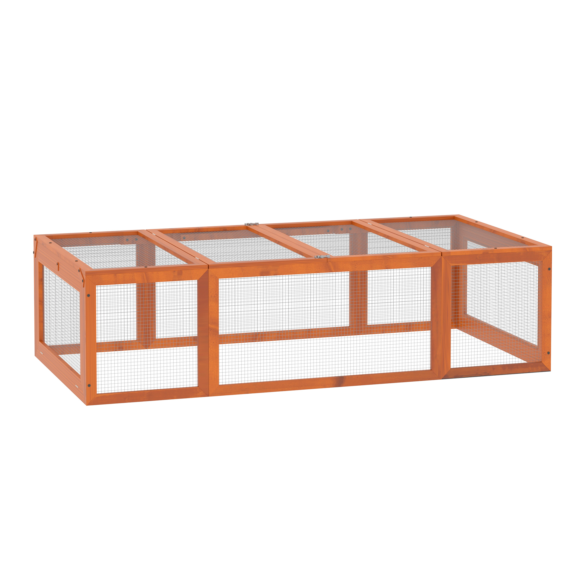 Freilaufgehege für Kleintiere Aufklappbares Dach Tannenholz Orange Freilaufgehege für Kleintiere Aufklappbares Dach Tannenholz Orange