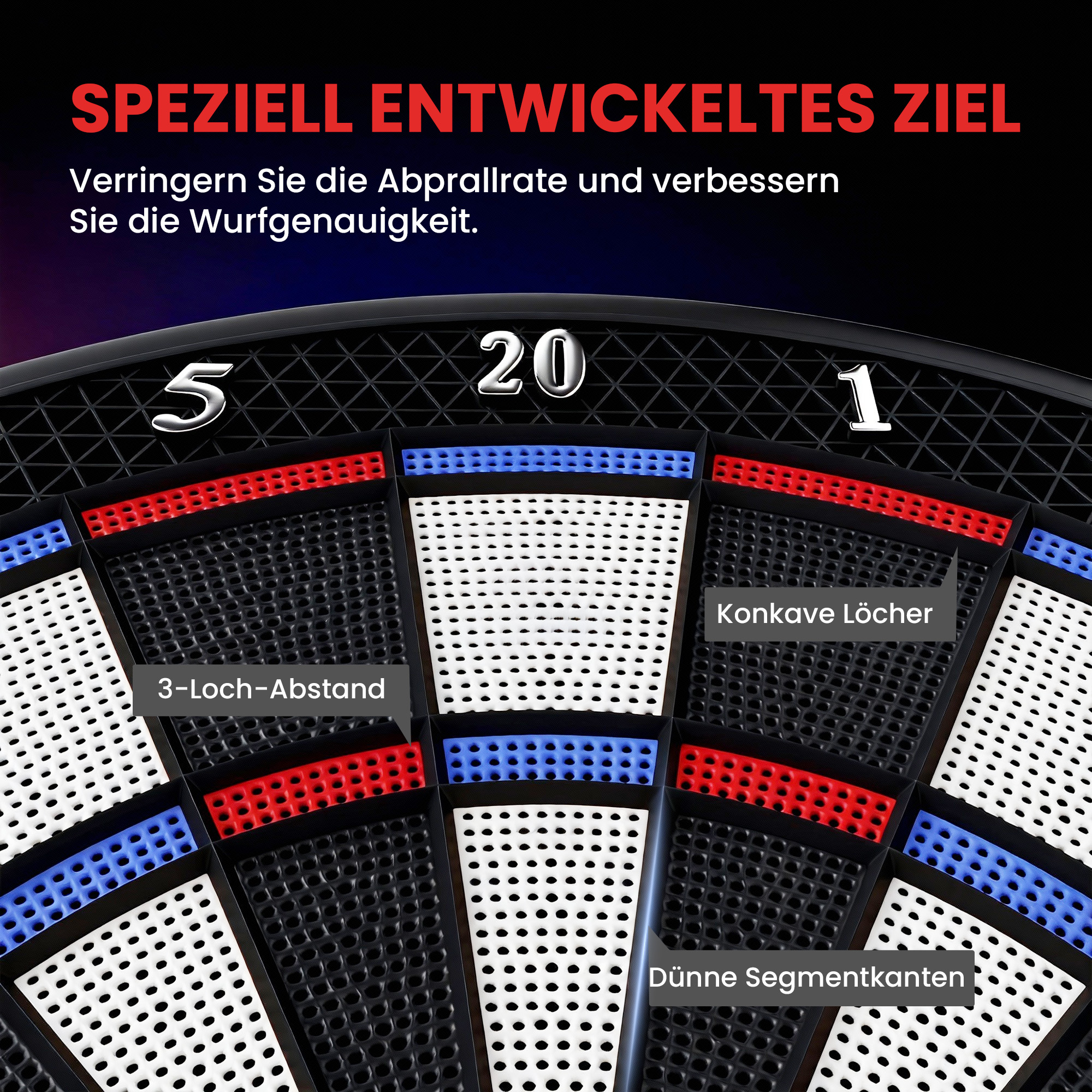 Elektronisches Dartboard für 1-8 Spieler, LCD-Display, 6 Dartsets, Bunt